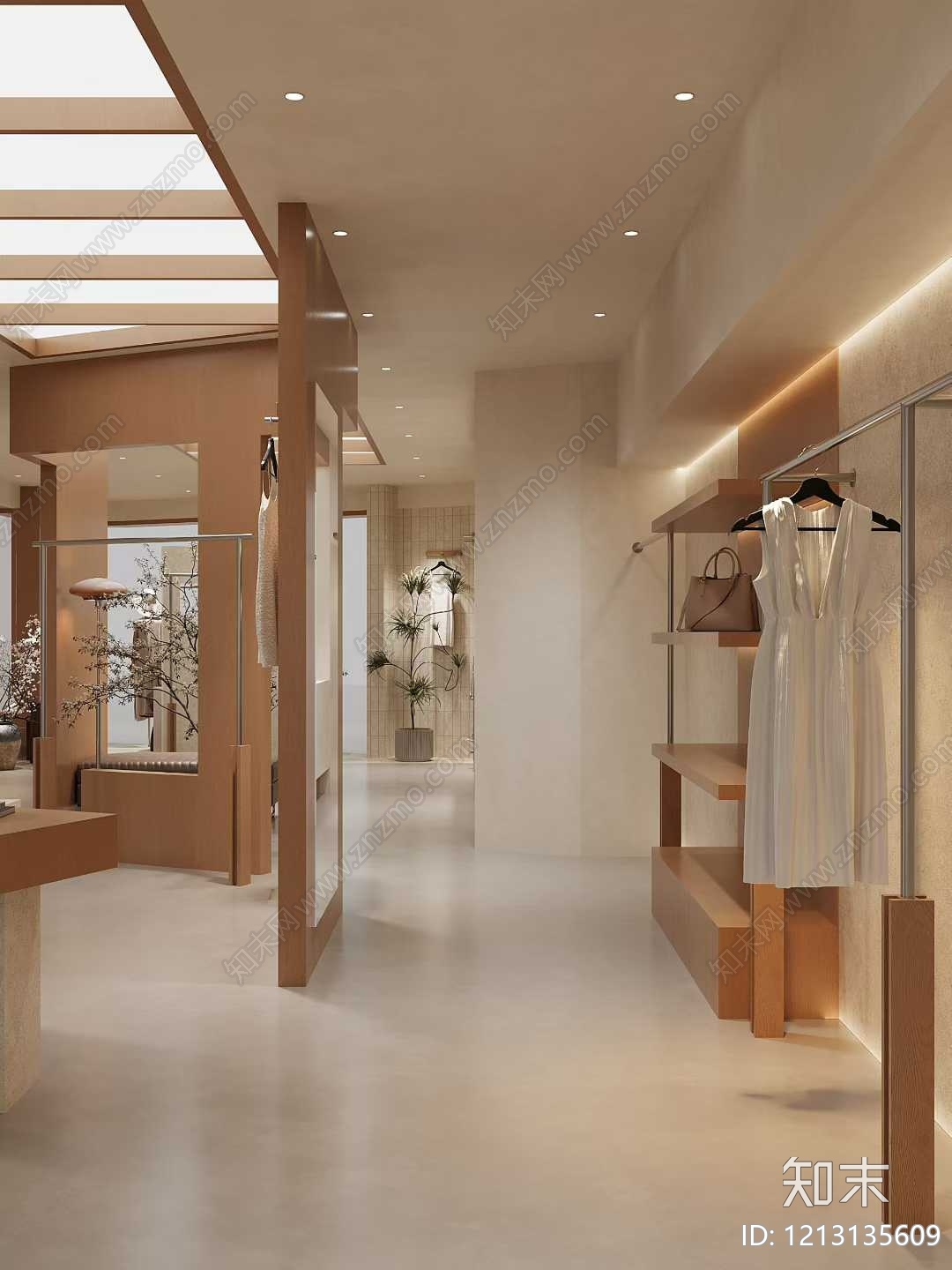 原木奶油风服装店3D模型下载【ID:1213135609】