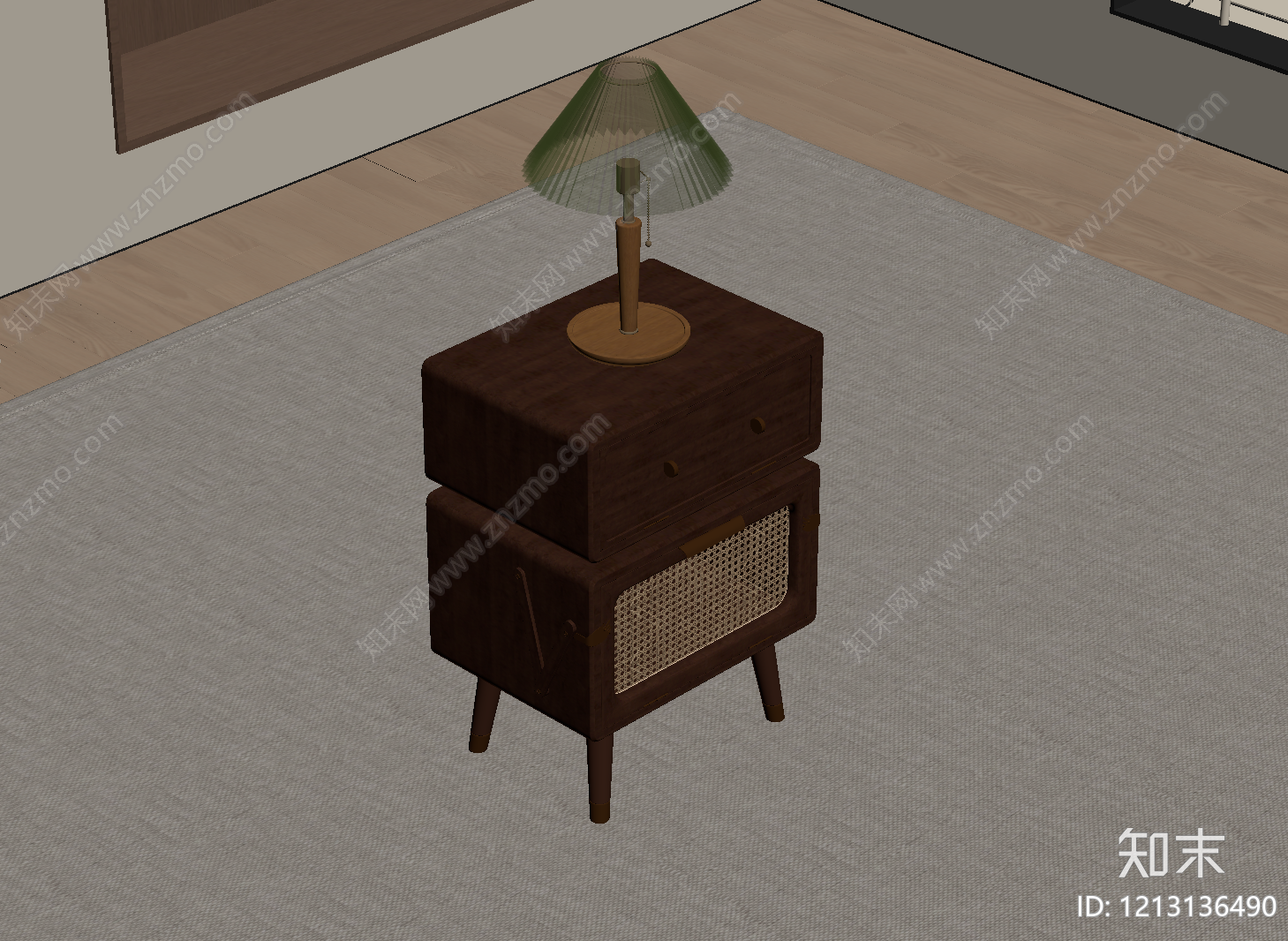 中古风床头柜SU模型下载【ID:1213136490】