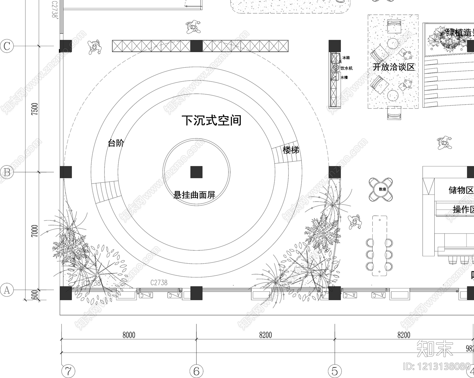 整体办公空间cad施工图下载【ID:1213138080】