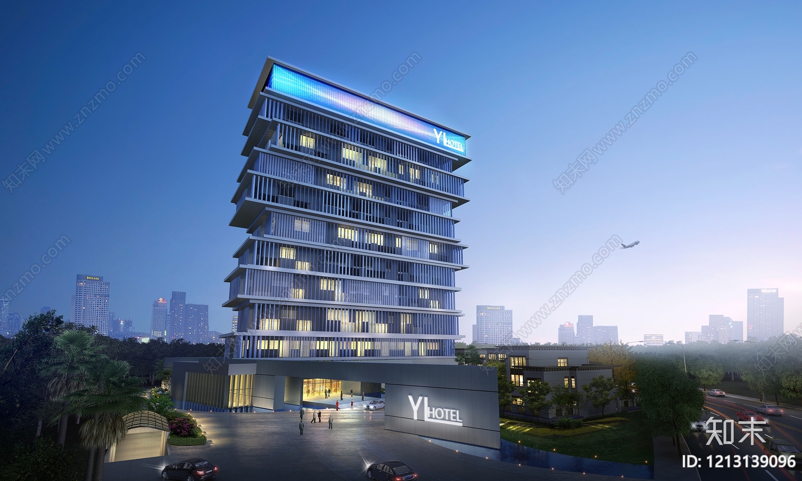 现代主义酒店外观3D模型下载【ID:1213139096】