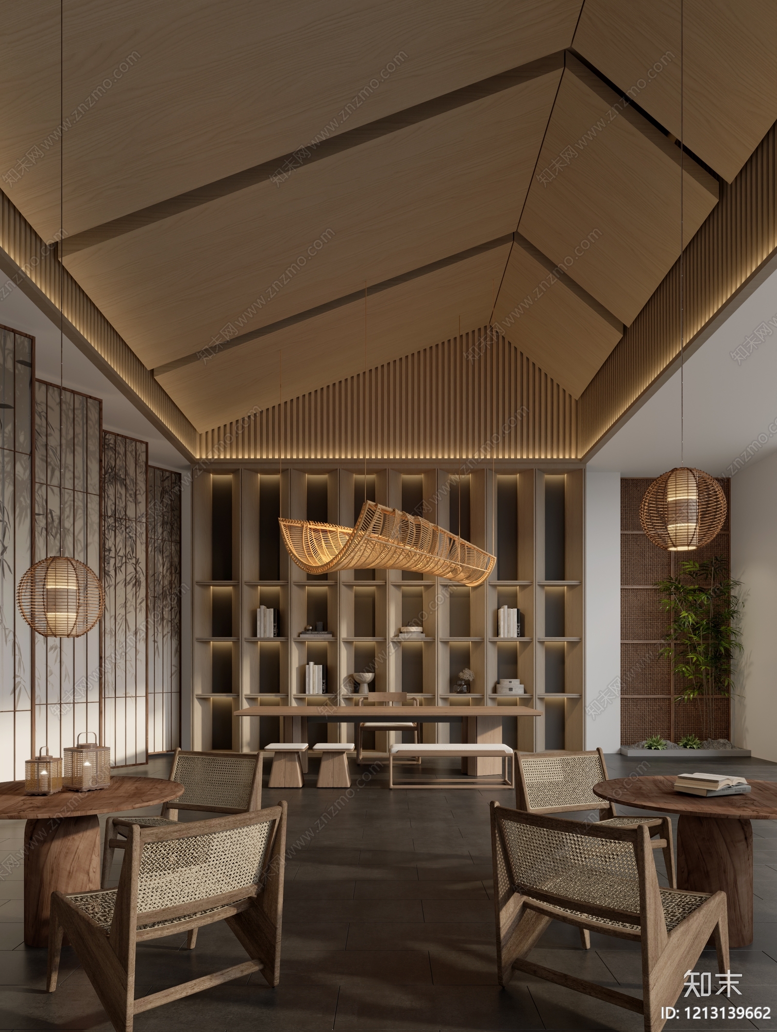 新中式书店3D模型下载【ID:1213139662】