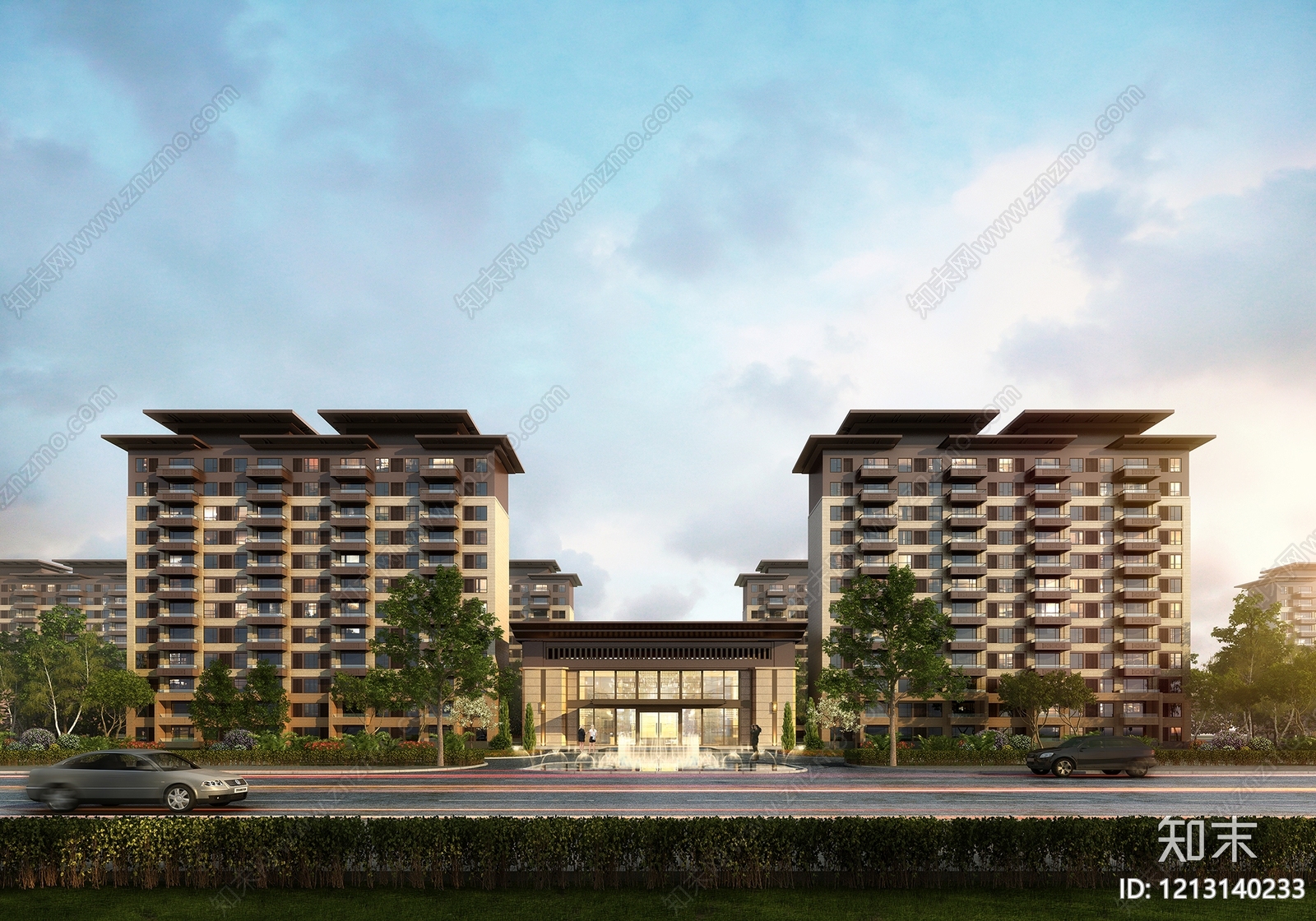 新中式多层住宅楼3D模型下载【ID:1213140233】