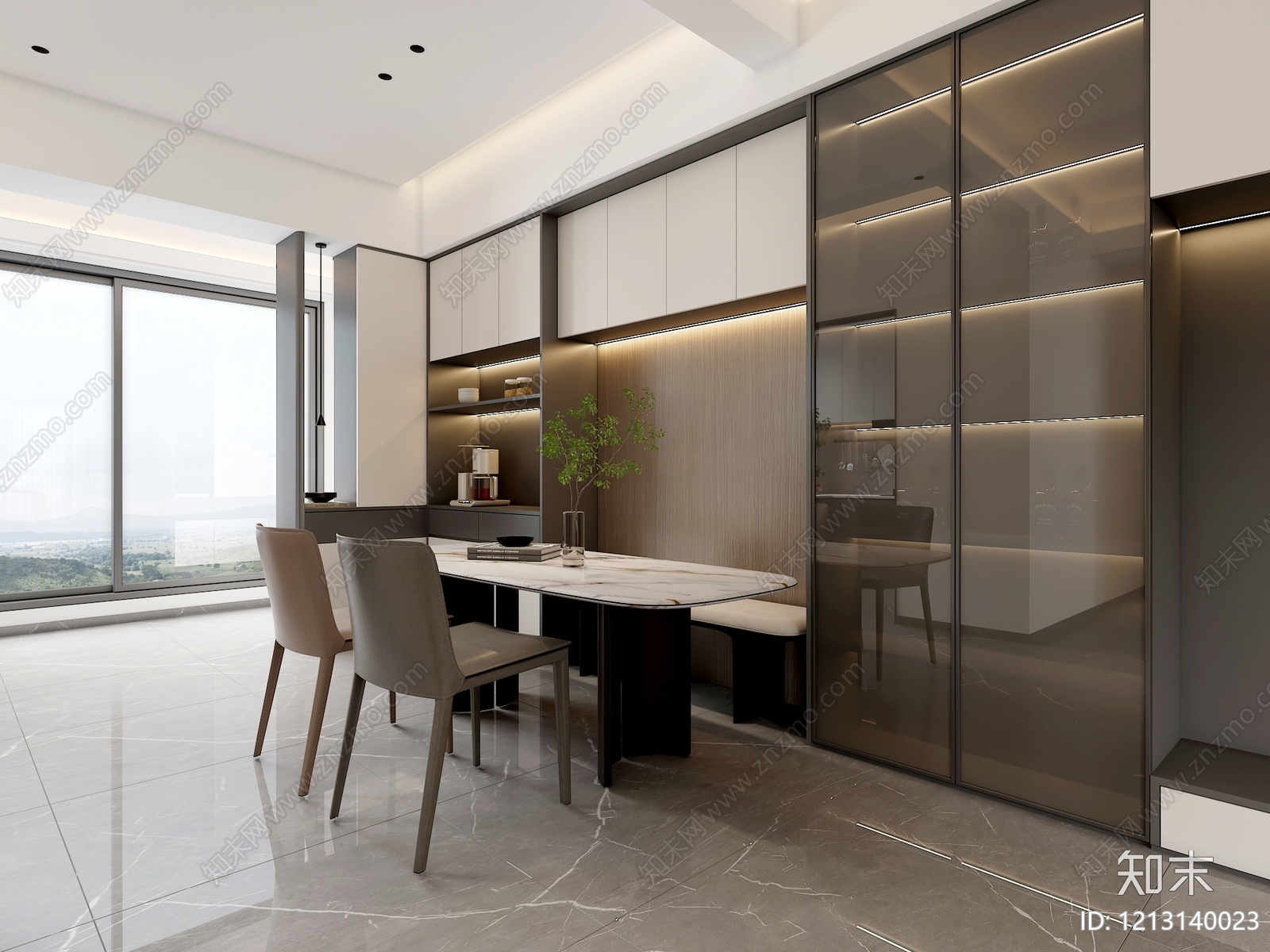 现代简约家居餐厅3D模型下载【ID:1213140023】