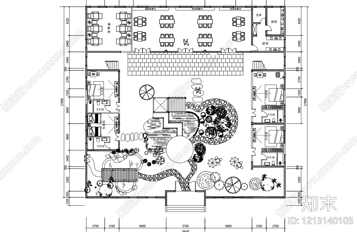 新中式民宿建筑施工图下载【ID:1213140105】