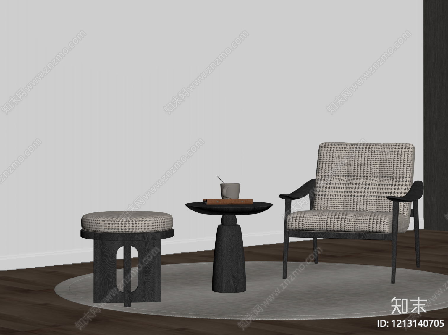 现代简约休闲桌椅SU模型下载【ID:1213140705】