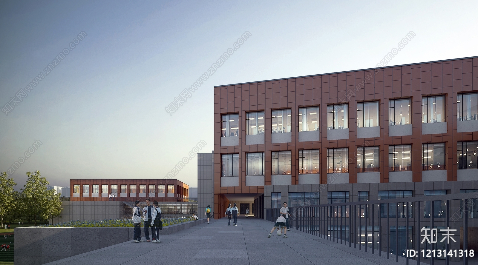 现代主义学校外观3D模型下载【ID:1213141318】