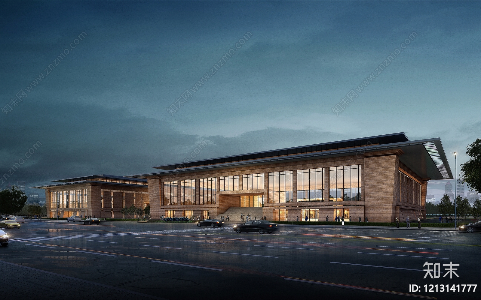 新中式体育馆外观3D模型下载【ID:1213141777】