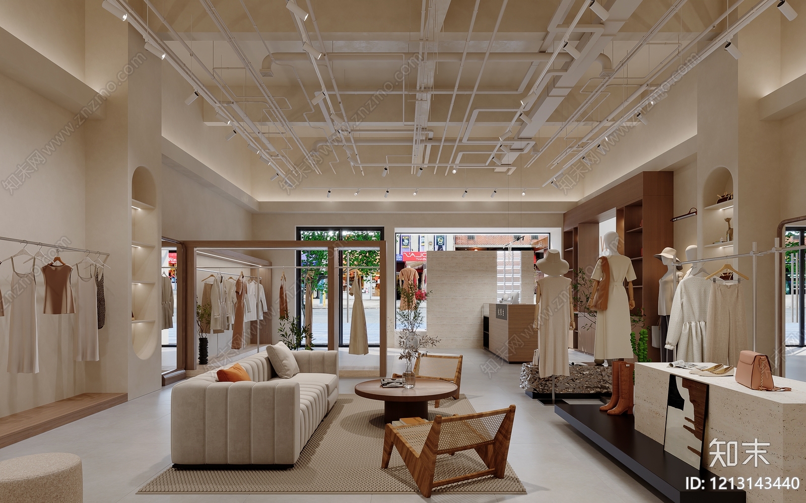 奶油风服装店3D模型下载【ID:1213143440】