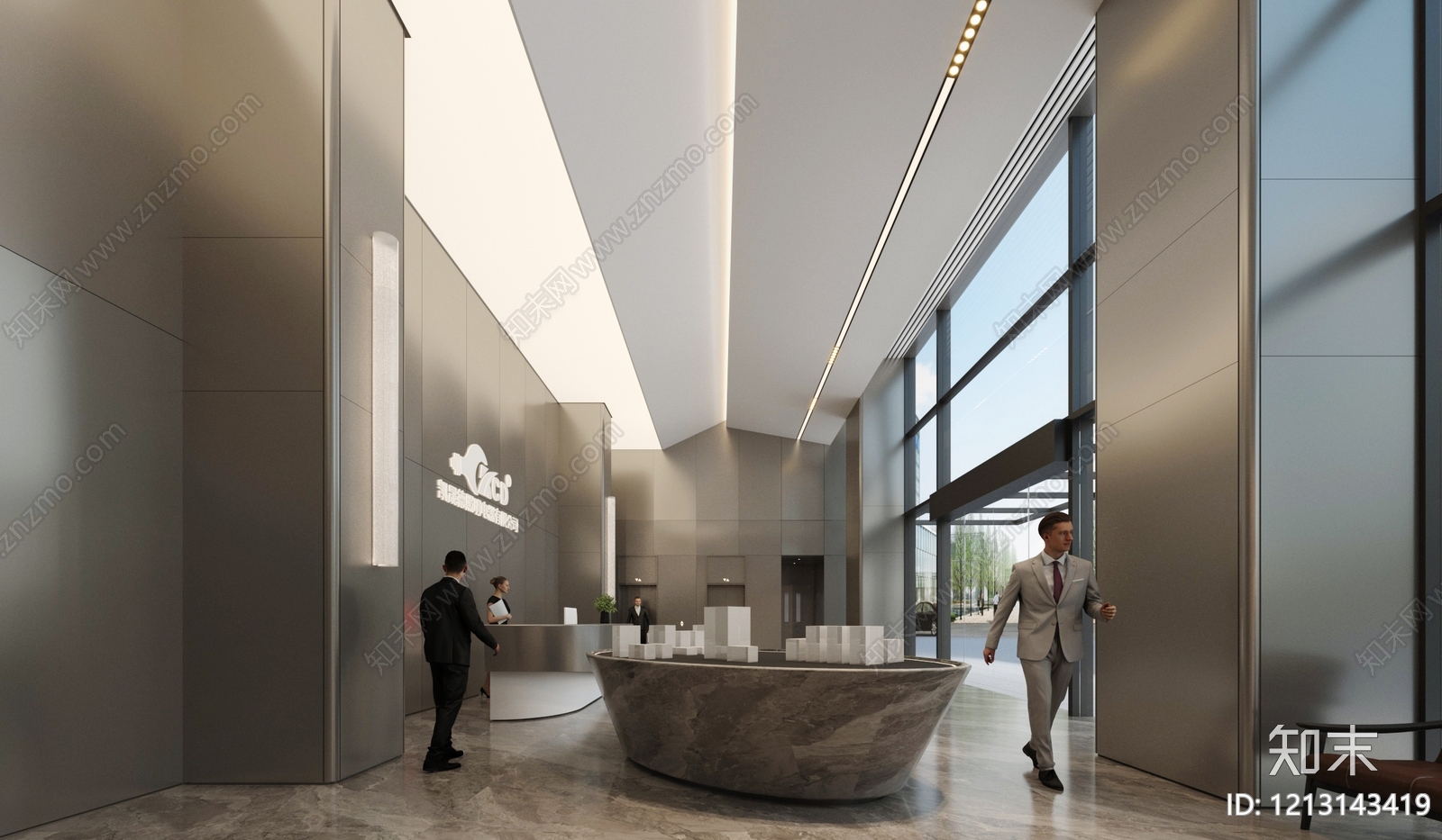 极简办公大厅3D模型下载【ID:1213143419】