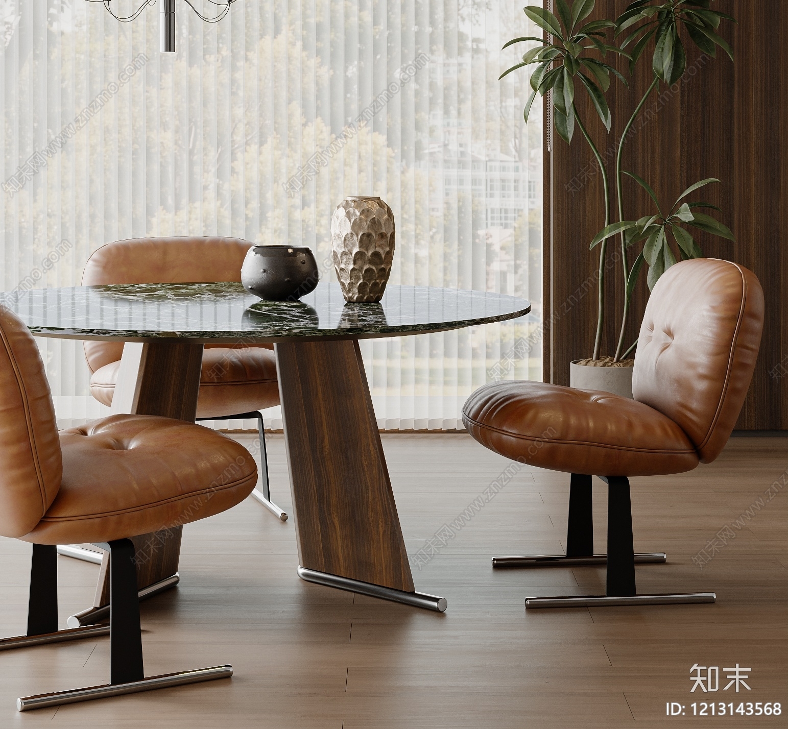 现代简约餐桌椅SU模型下载【ID:1213143568】