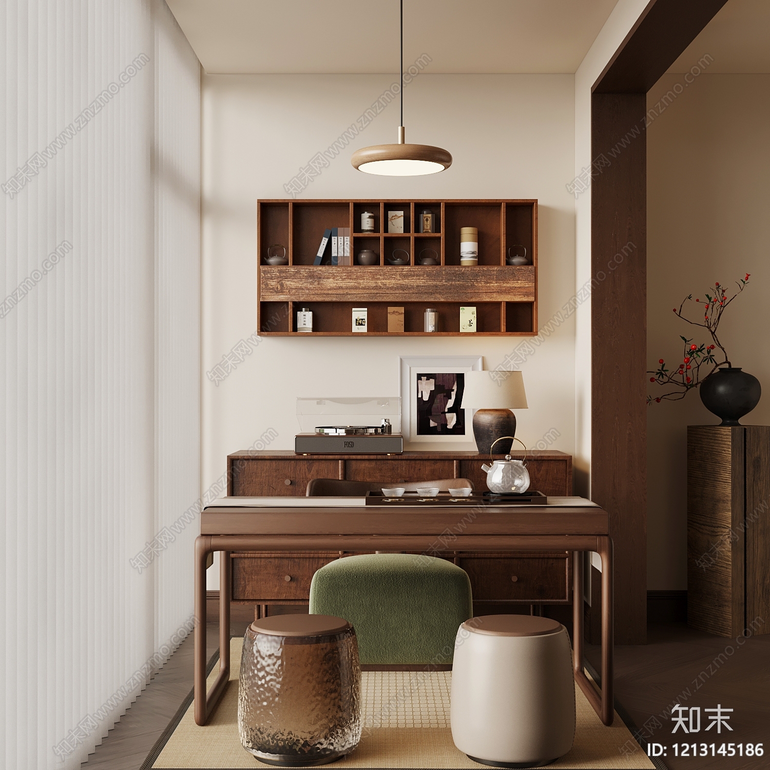 新中式书房3D模型下载【ID:1213145186】
