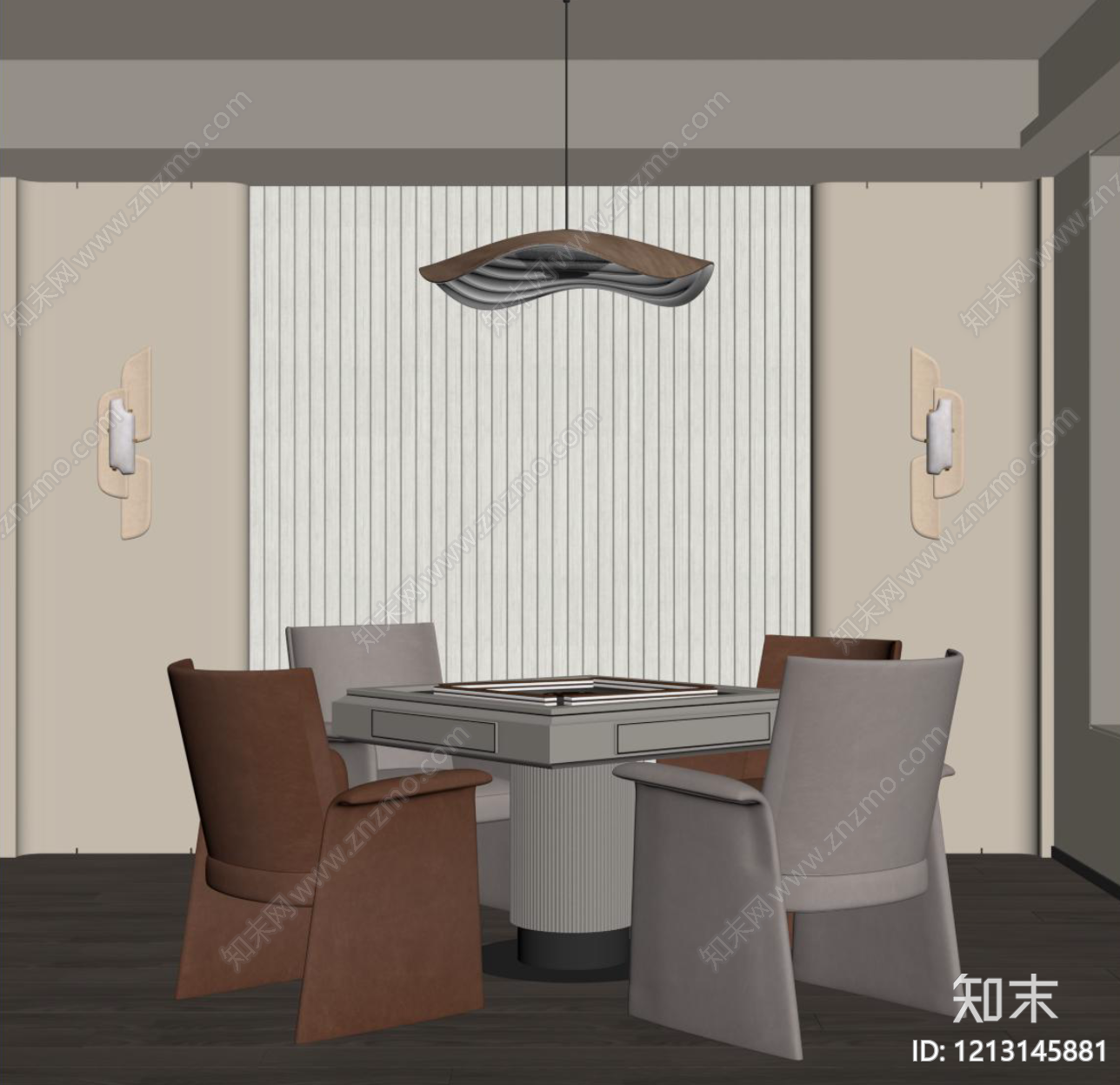 奶油风棋牌室SU模型下载【ID:1213145881】