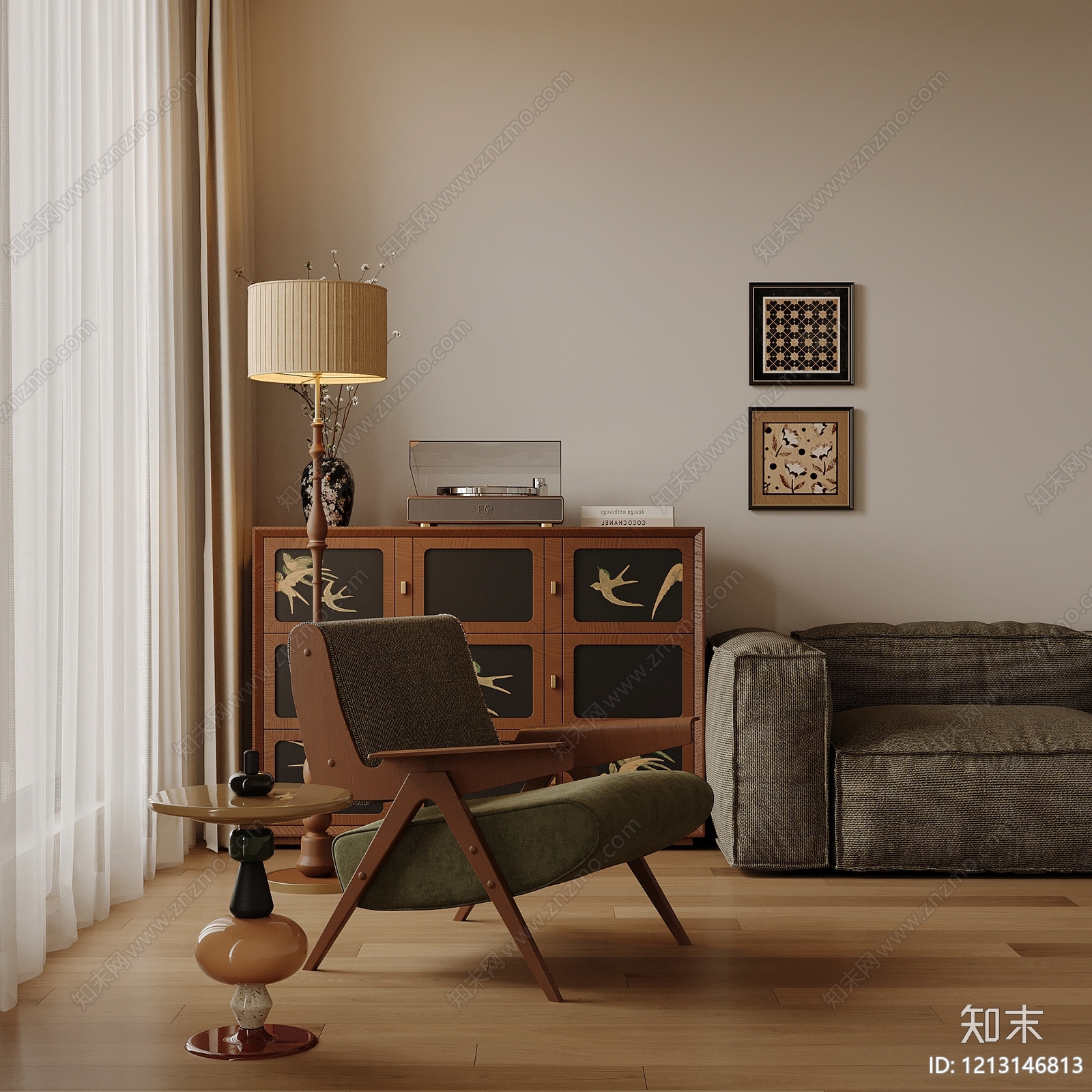 中古风休闲椅3D模型下载【ID:1213146813】