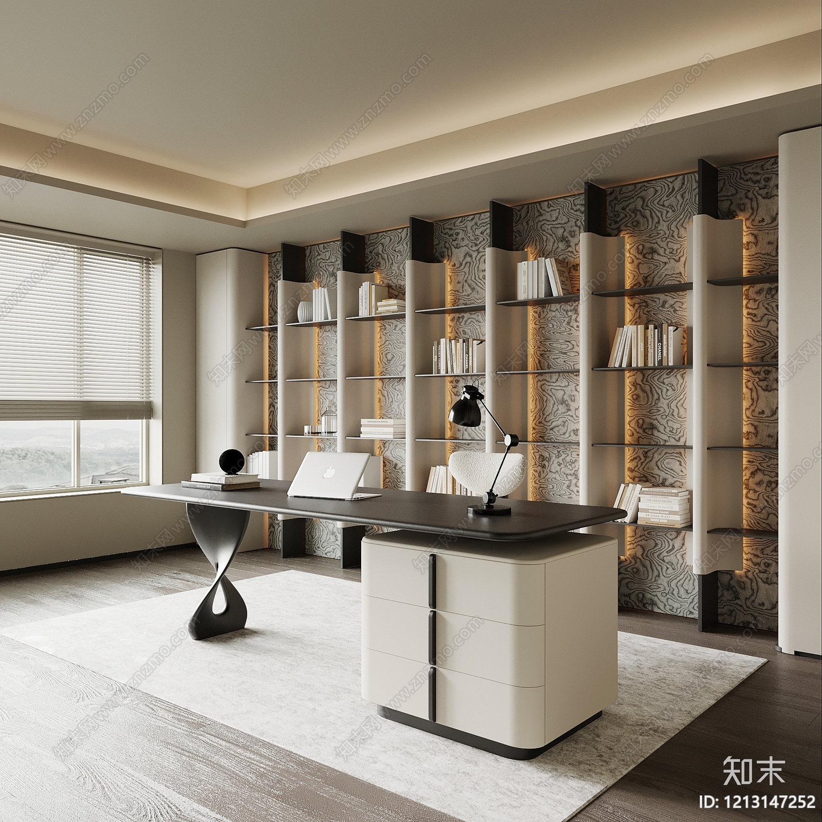 意式极简书房3D模型下载【ID:1213147252】