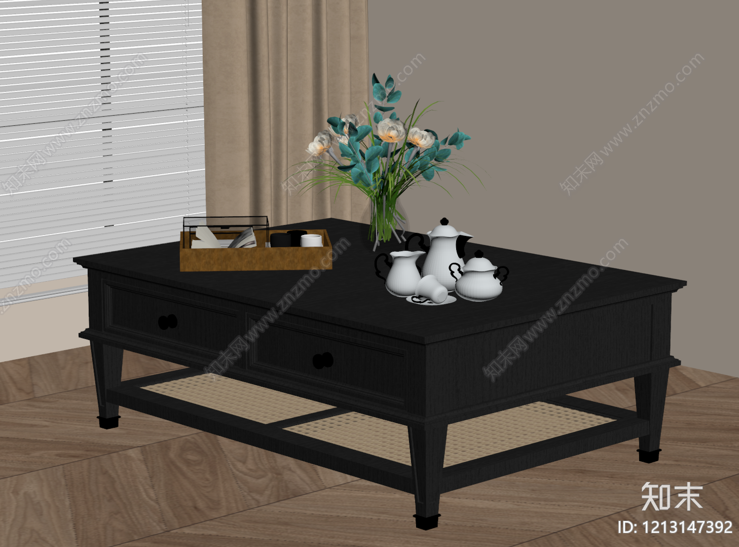 中古风茶几SU模型下载【ID:1213147392】