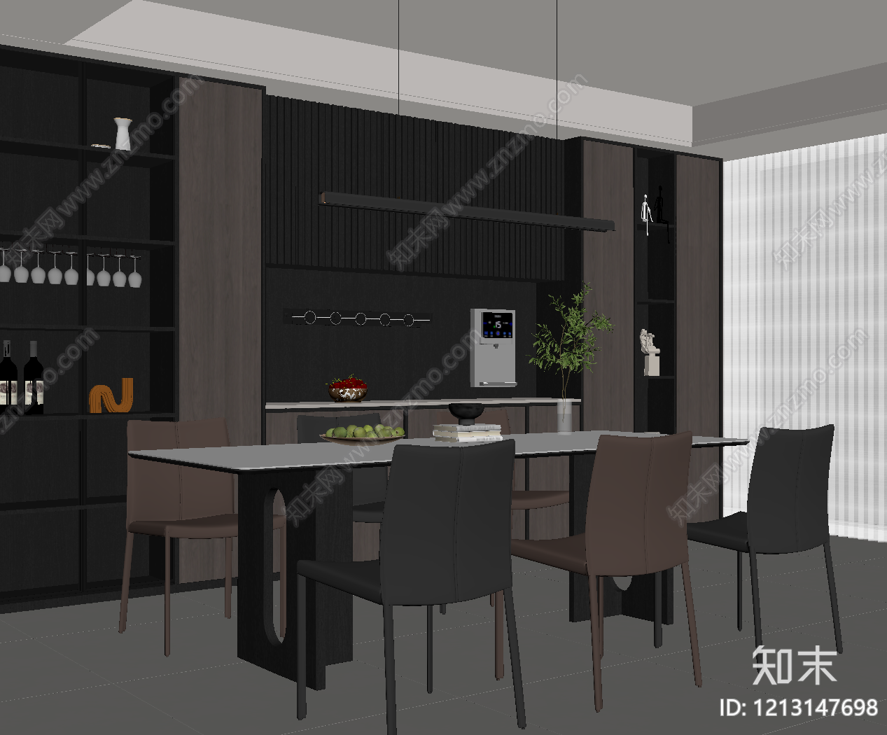 现代简约家居餐厅SU模型下载【ID:1213147698】