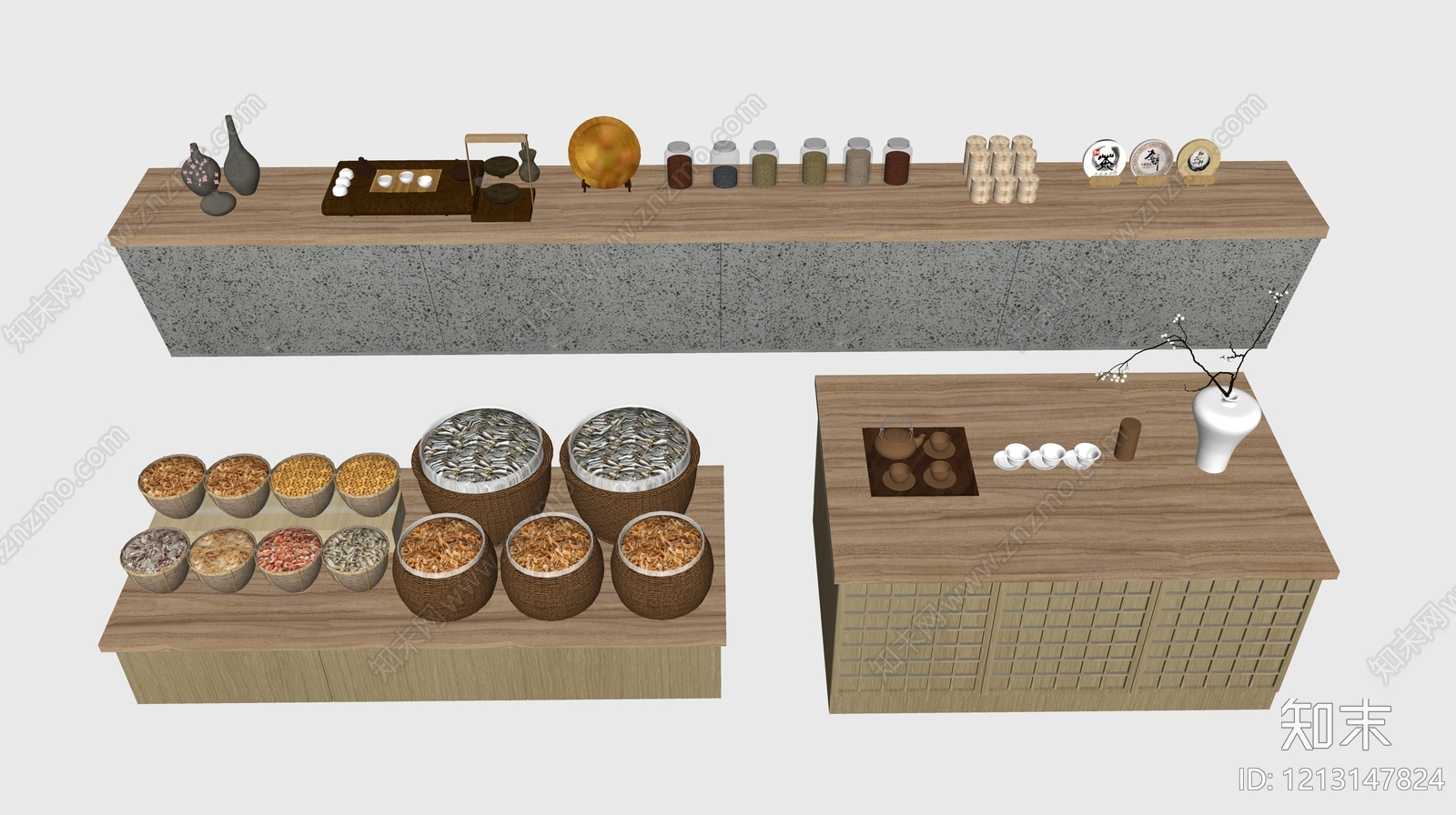 新中式展示用品SU模型下载【ID:1213147824】