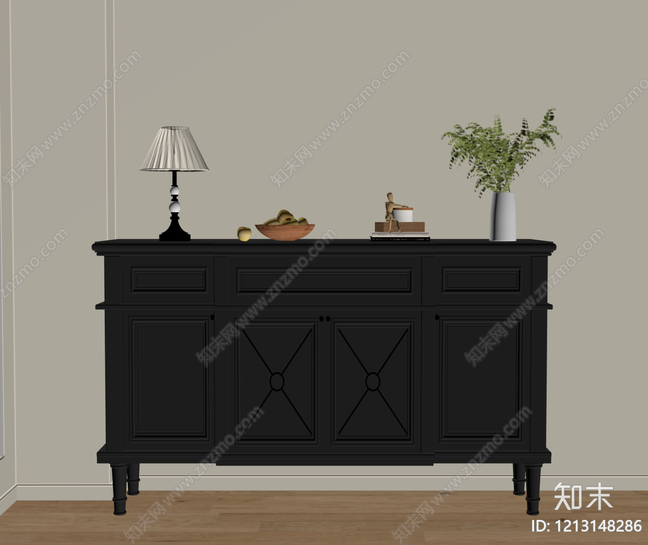 奶油风玄关柜SU模型下载【ID:1213148286】