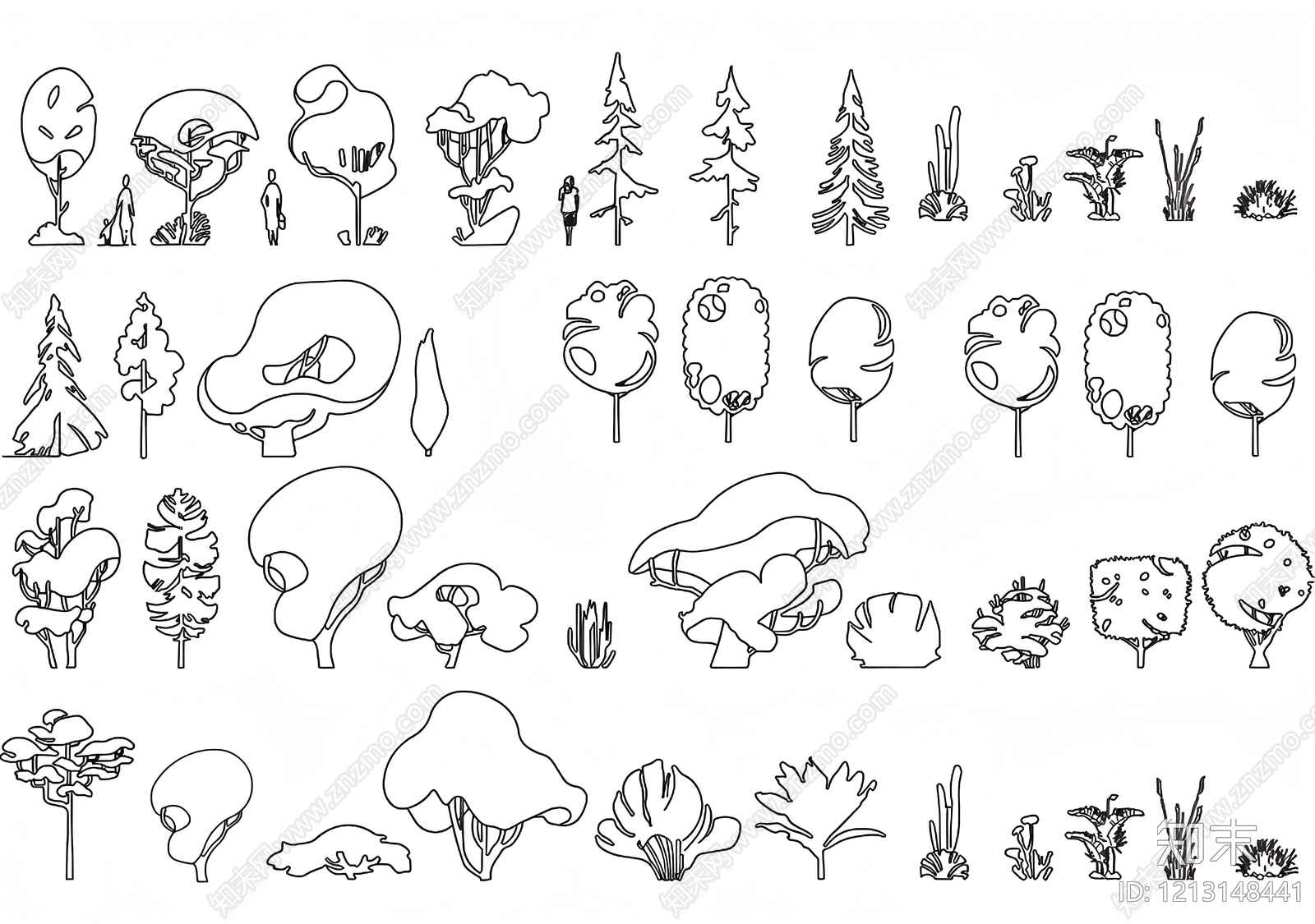 现代综合植物图库施工图下载【ID:1213148441】