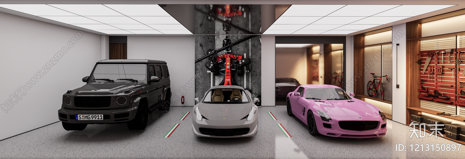 现代简约汽车展厅SU模型下载【ID:1213150897】