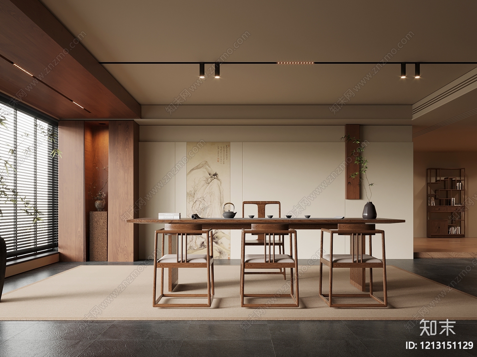 新中式茶室3D模型下载【ID:1213151129】