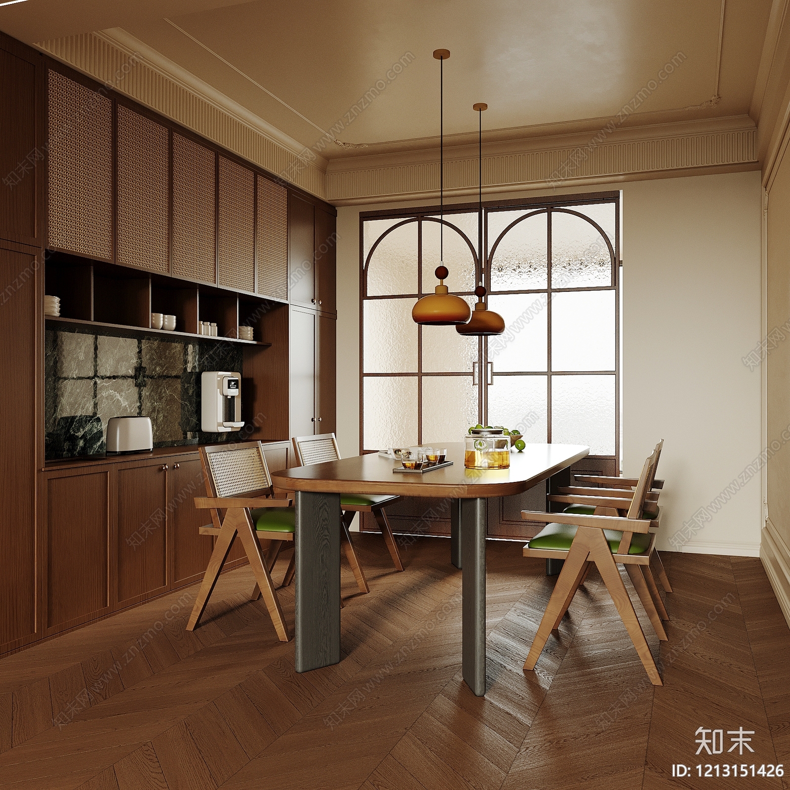 中古风家居餐厅SU模型下载【ID:1213151426】