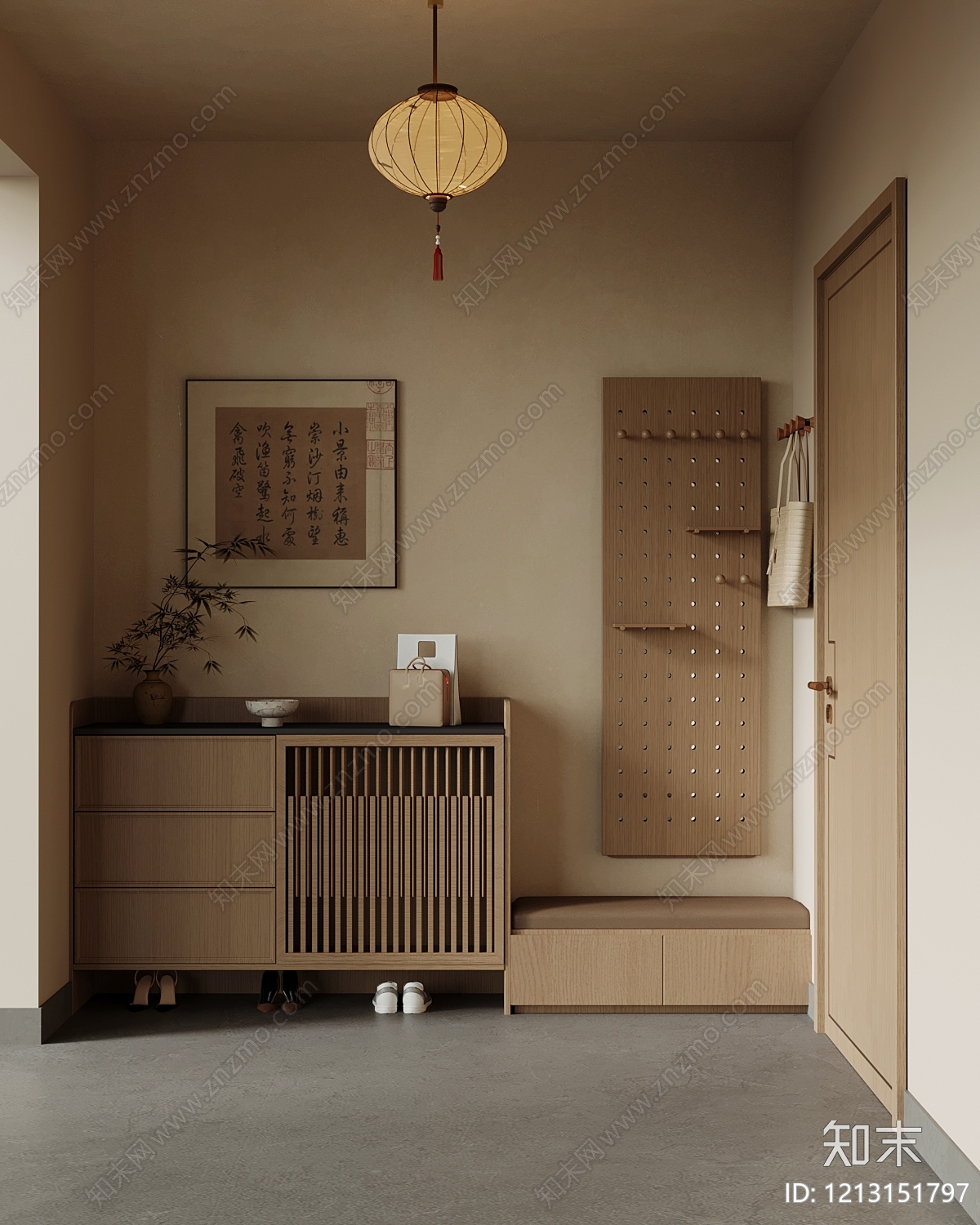 新中式玄关3D模型下载【ID:1213151797】