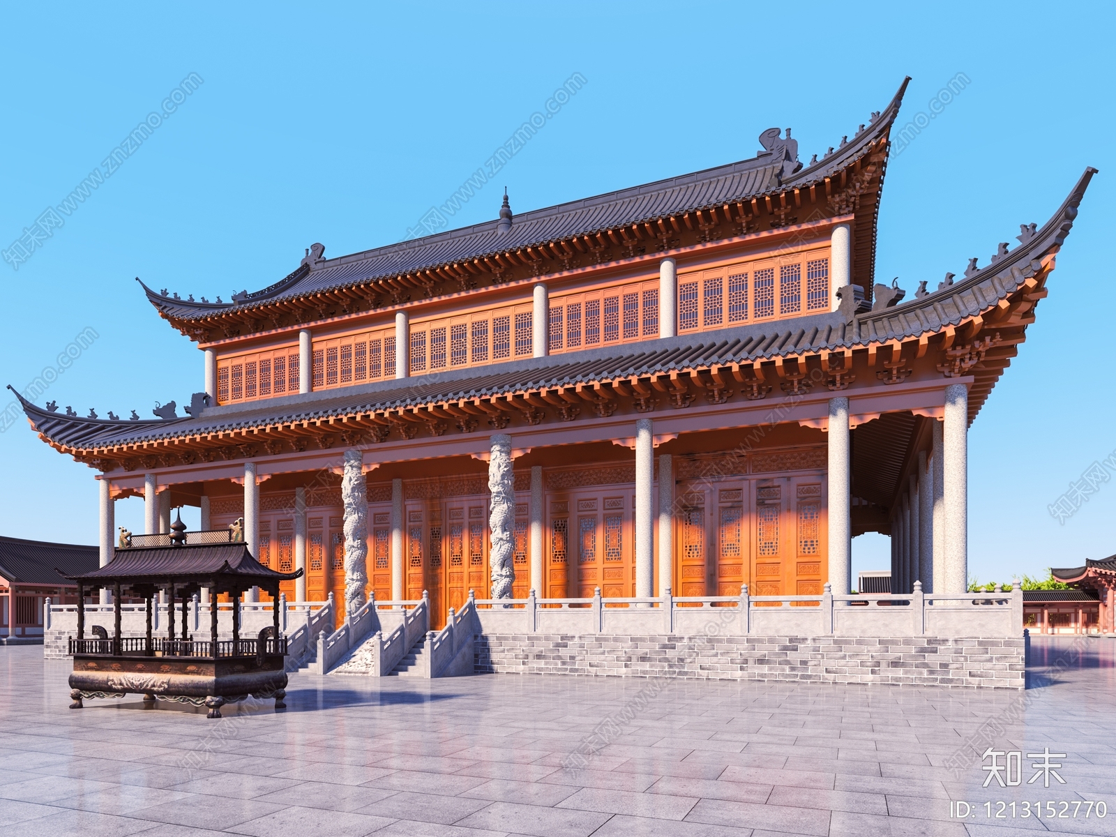 新中式古建3D模型下载【ID:1213152770】