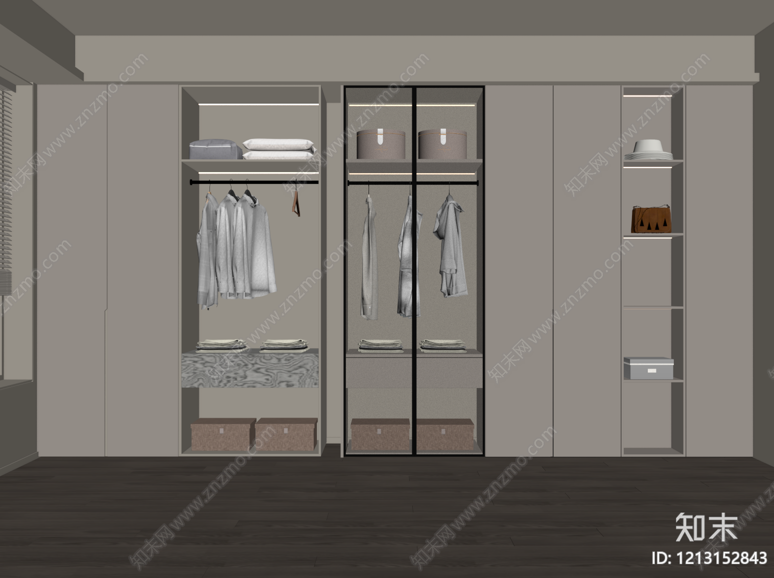 奶油风衣帽间SU模型下载【ID:1213152843】