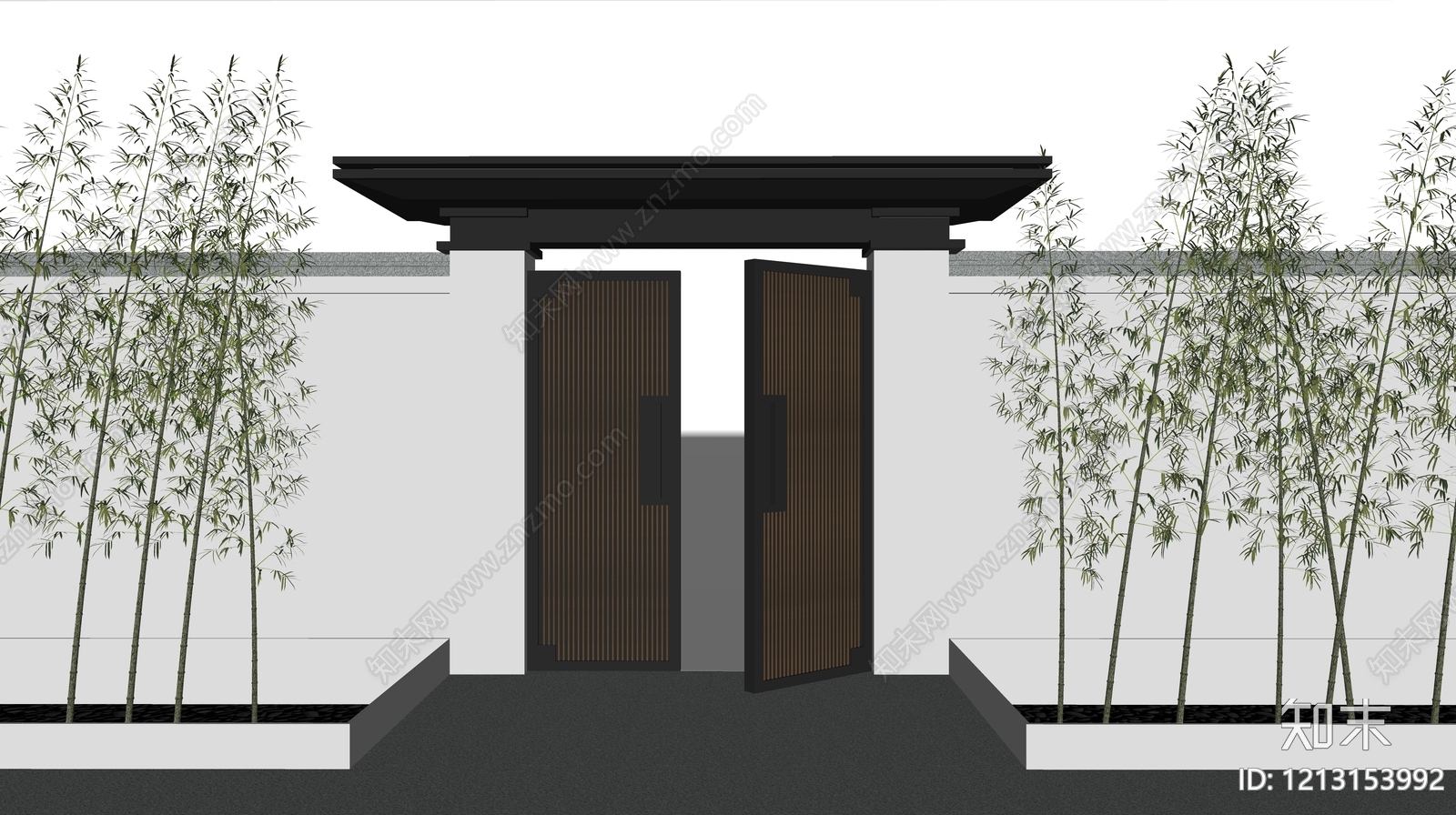 新中式庭院门SU模型下载【ID:1213153992】