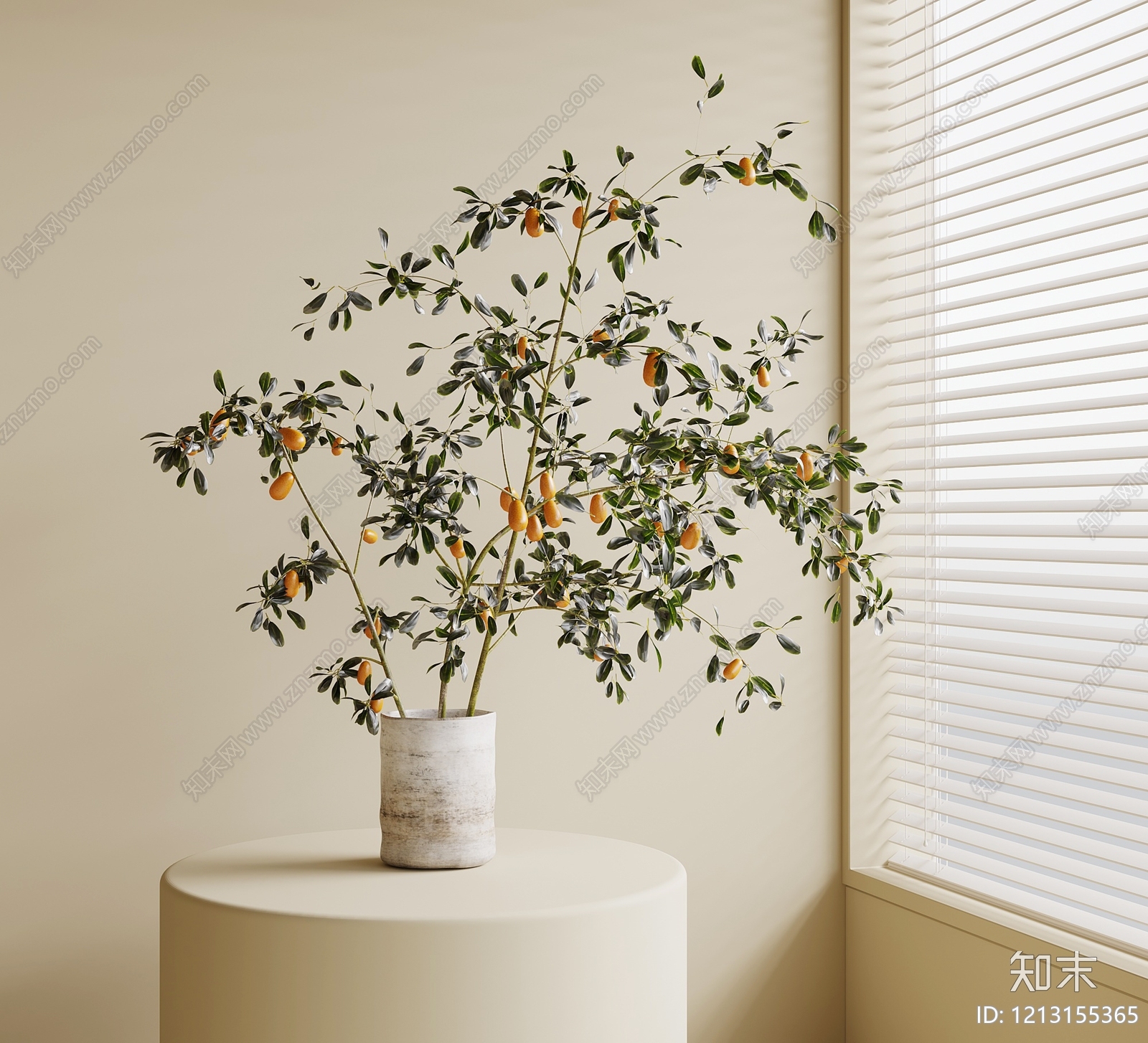 奶油风盆景3D模型下载【ID:1213155365】