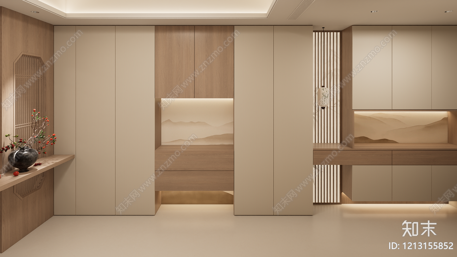 新中式客餐厅SU模型下载【ID:1213155852】