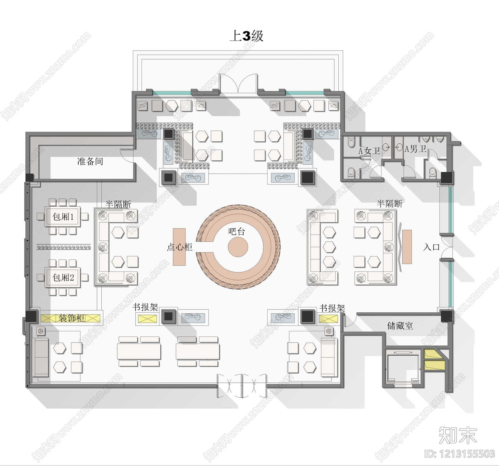 现代咖啡厅cad施工图下载【ID:1213155503】