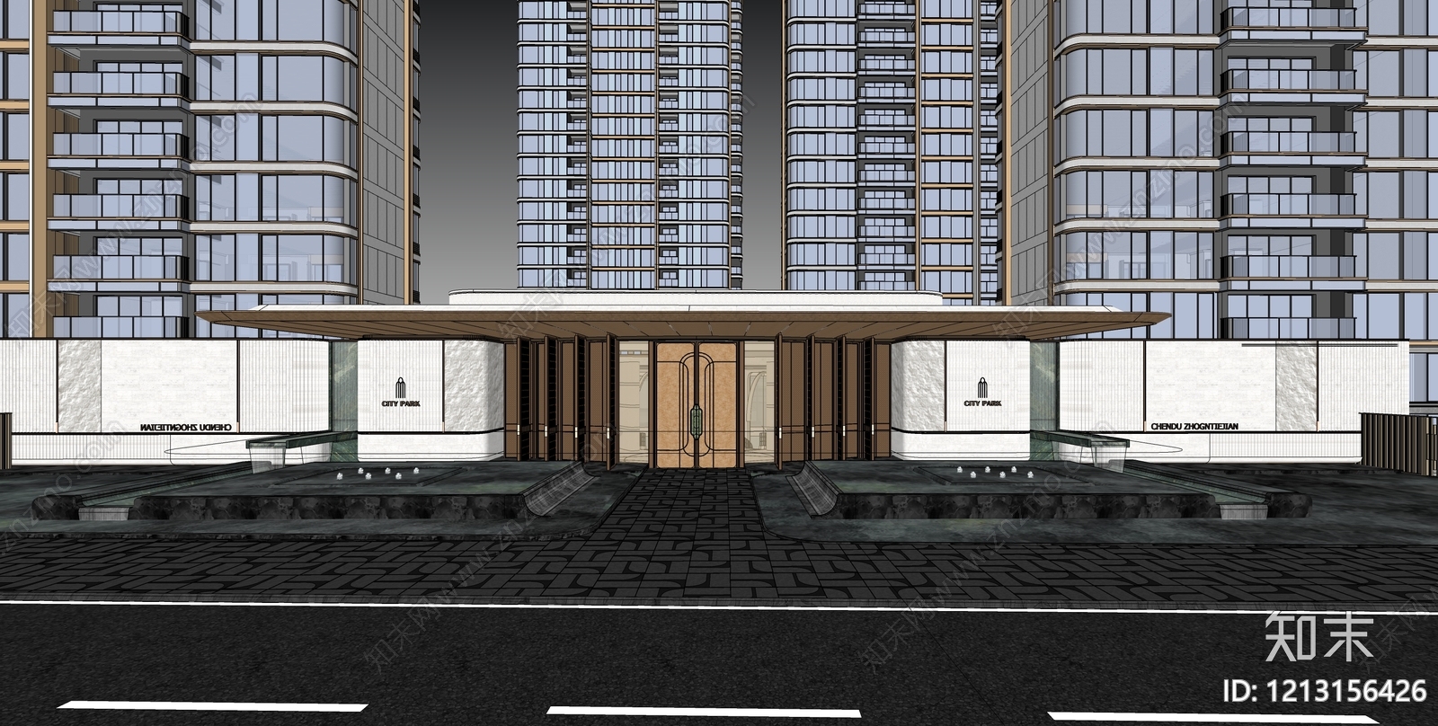 现代主义入口大门SU模型下载【ID:1213156426】