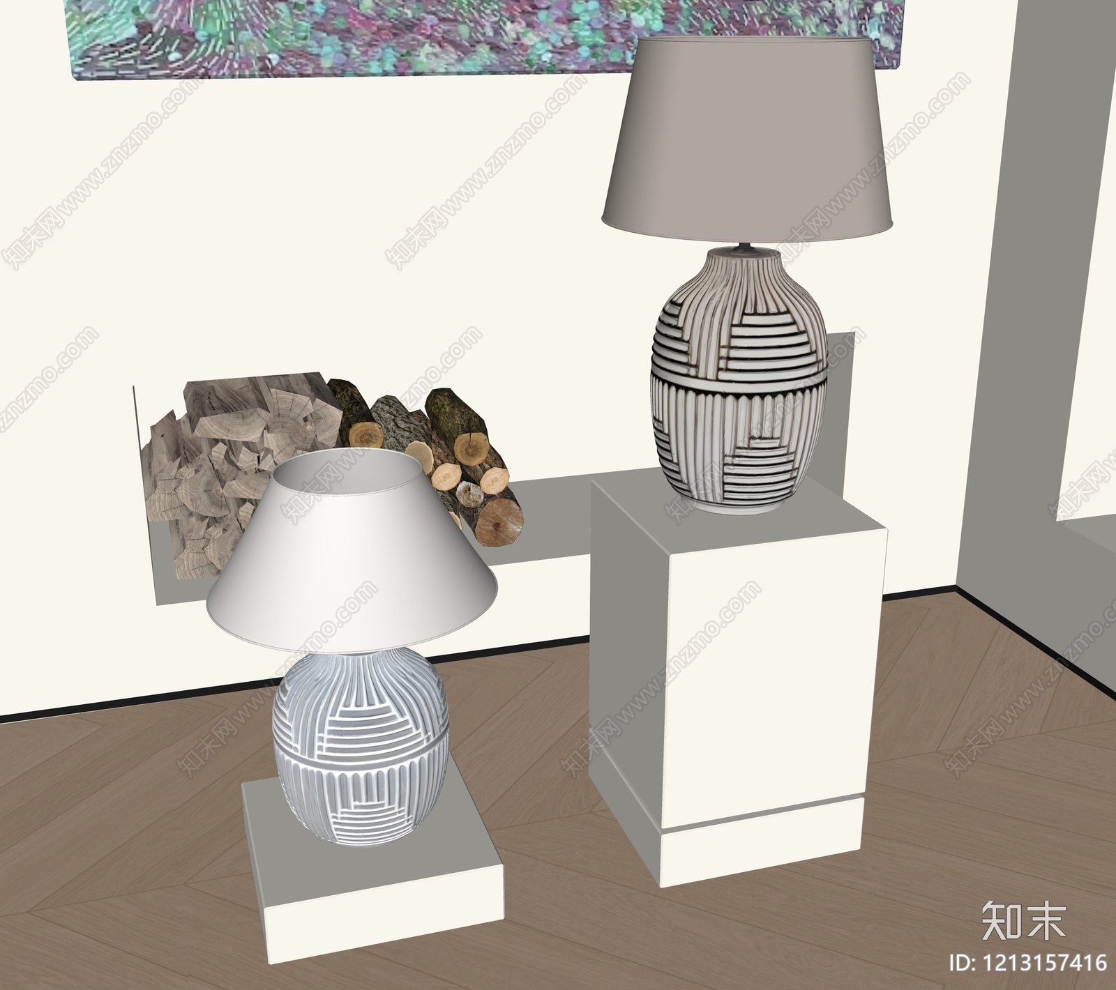现代简约台灯SU模型下载【ID:1213157416】