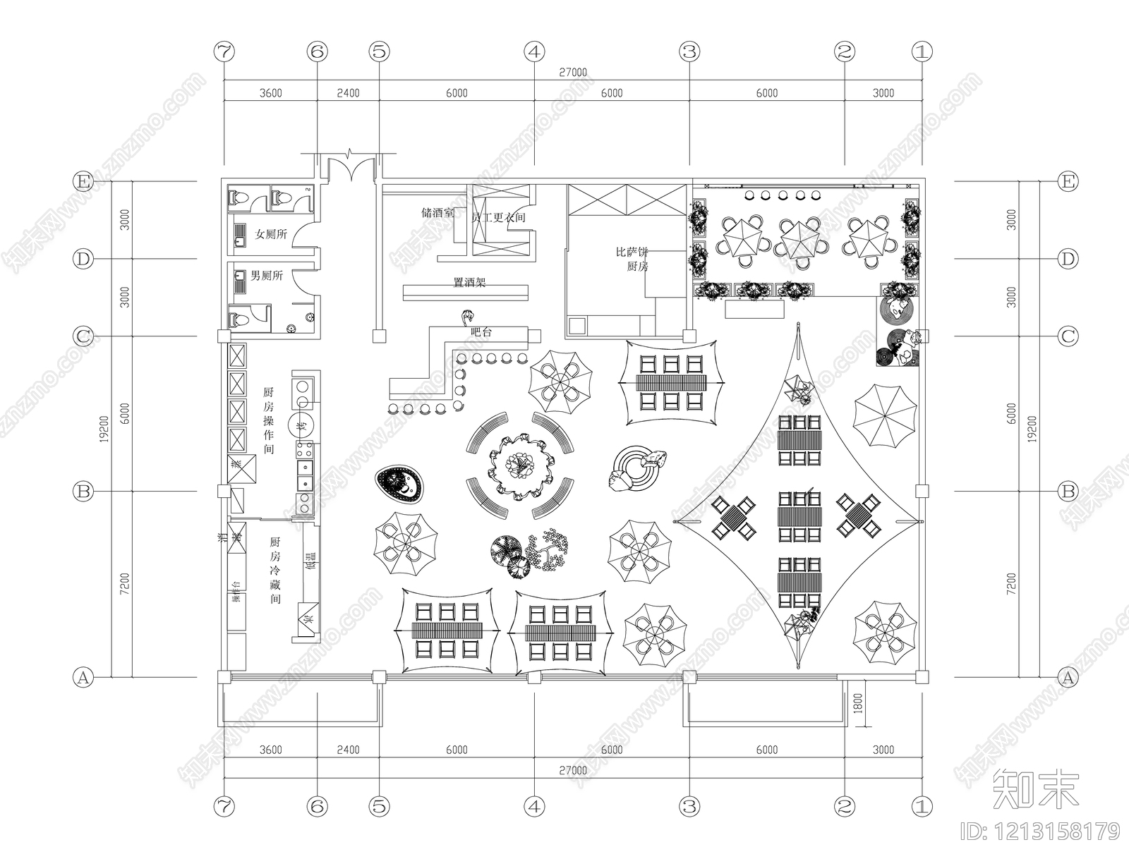 现代其他餐饮空间cad施工图下载【ID:1213158179】