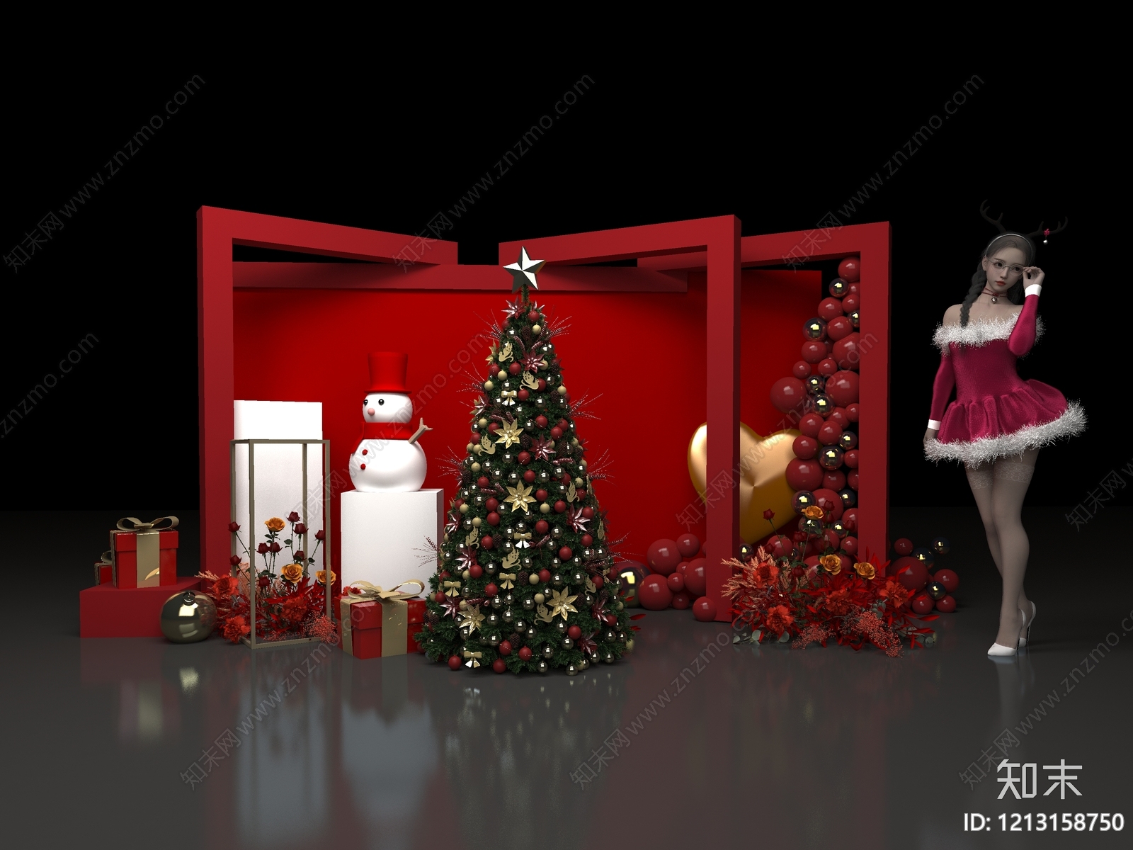 圣诞主题风格圣诞美陈3D模型下载【ID:1213158750】