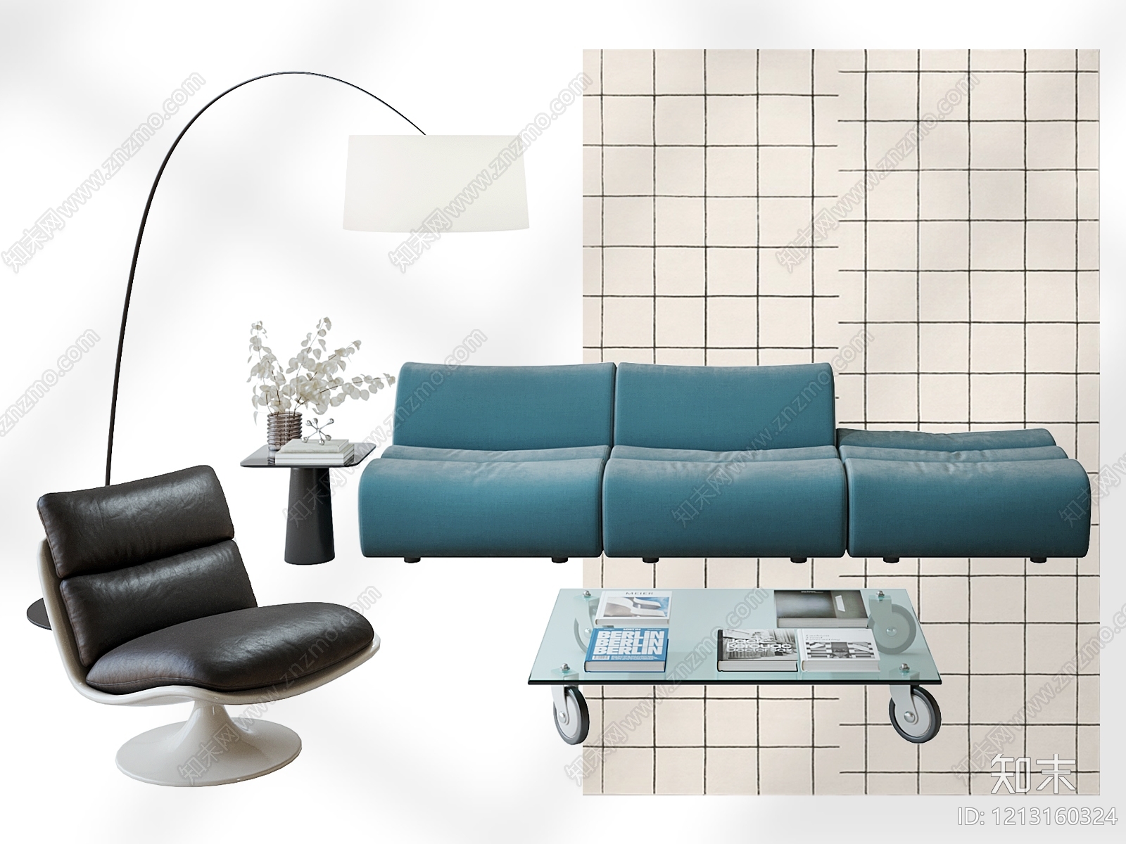 现代简约沙发组合SU模型下载【ID:1213160324】