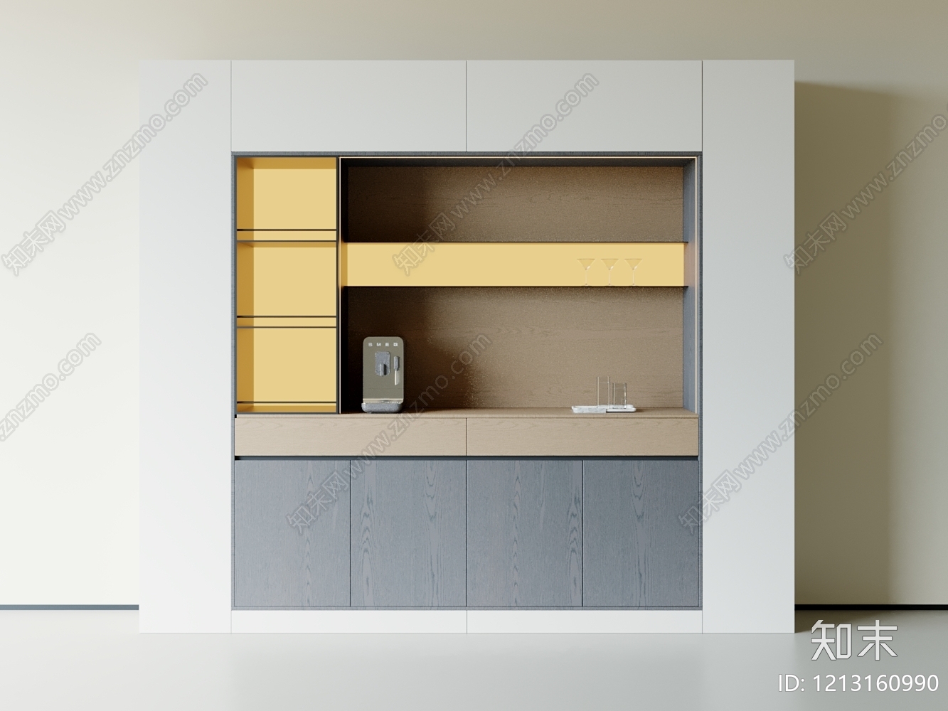 极简餐边柜SU模型下载【ID:1213160990】