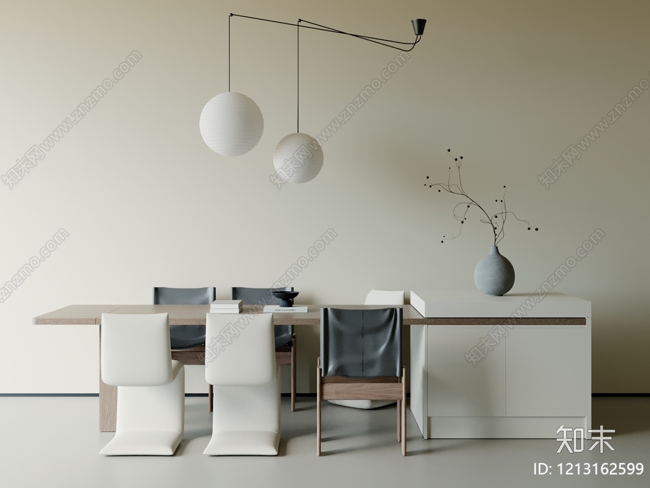 现代餐桌椅SU模型下载【ID:1213162599】