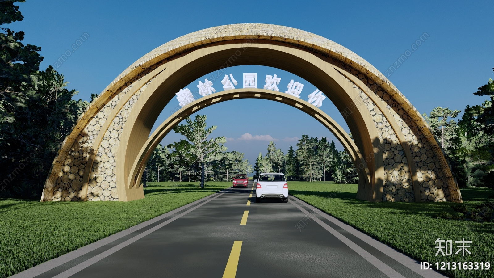 原木风大门SU模型下载【ID:1213163319】