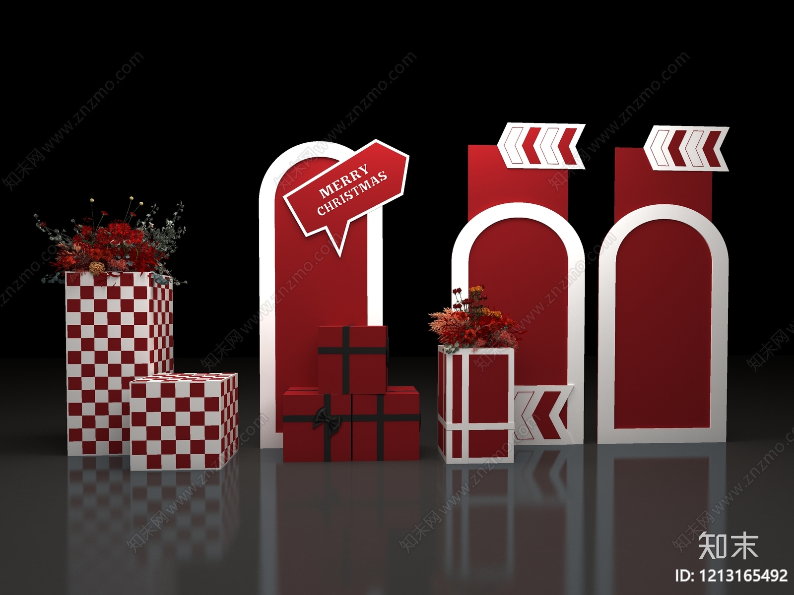 现代简约圣诞美陈3D模型下载【ID:1213165492】