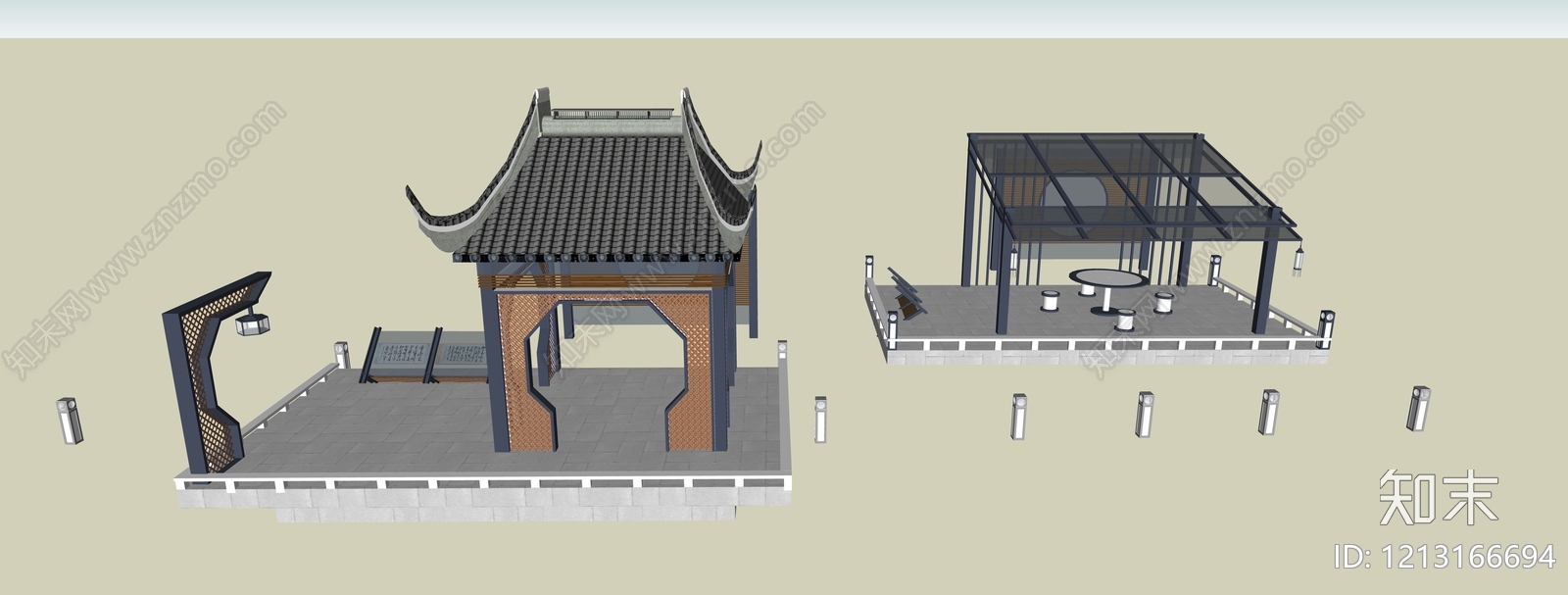 新中式小公建SU模型下载【ID:1213166694】