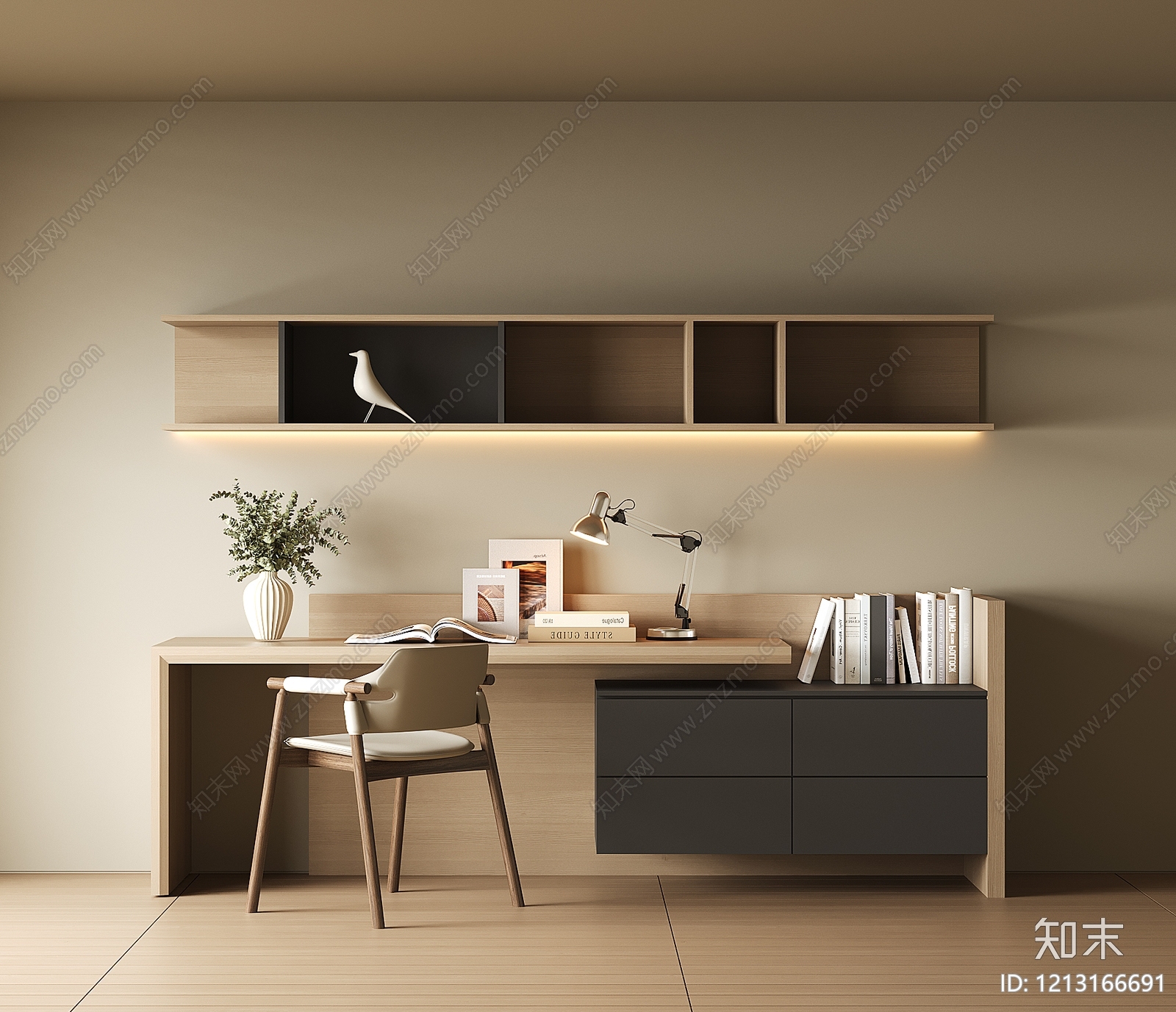 现代书桌SU模型下载【ID:1213166691】