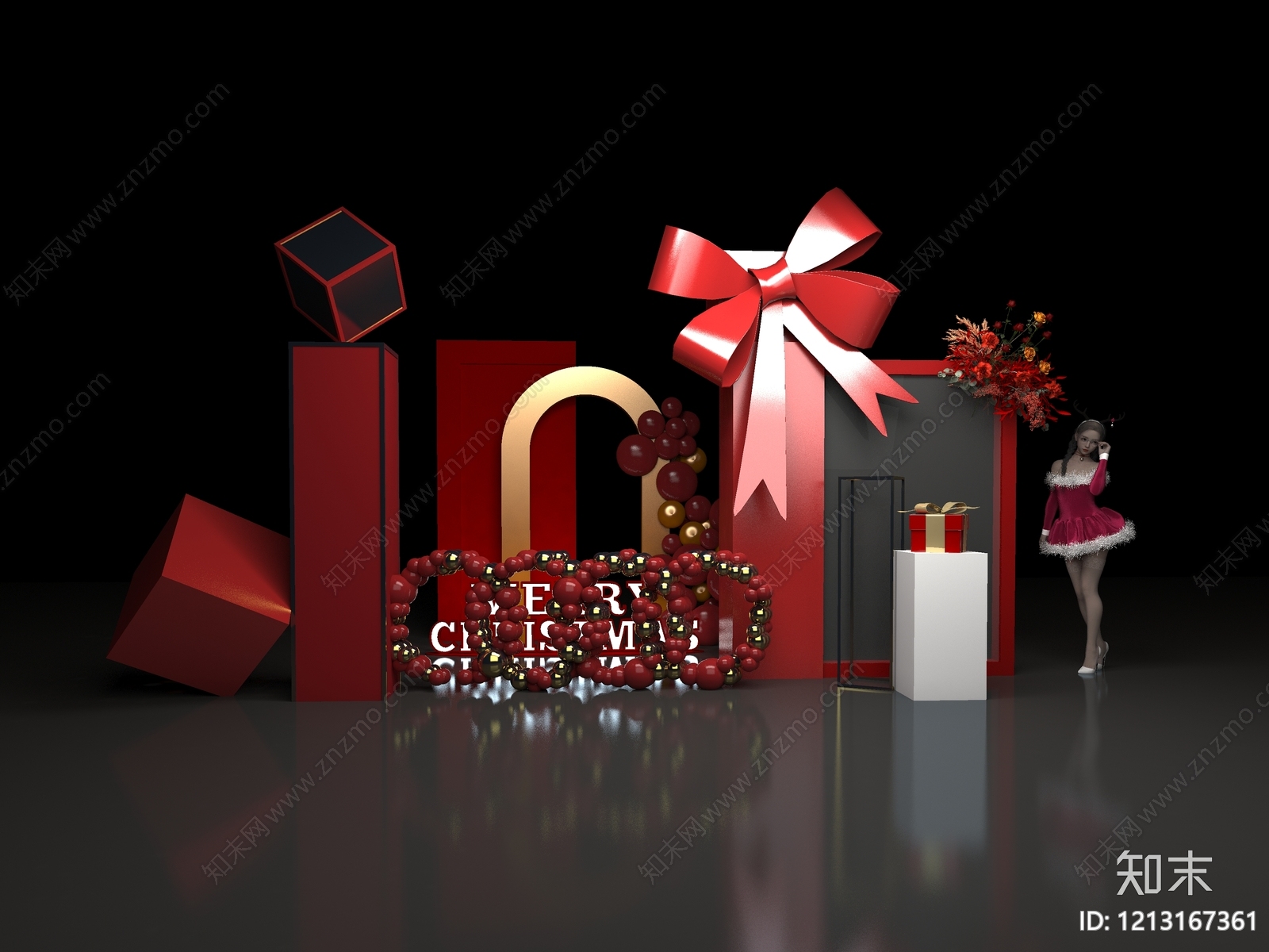 现代节庆风圣诞美陈3D模型下载【ID:1213167361】