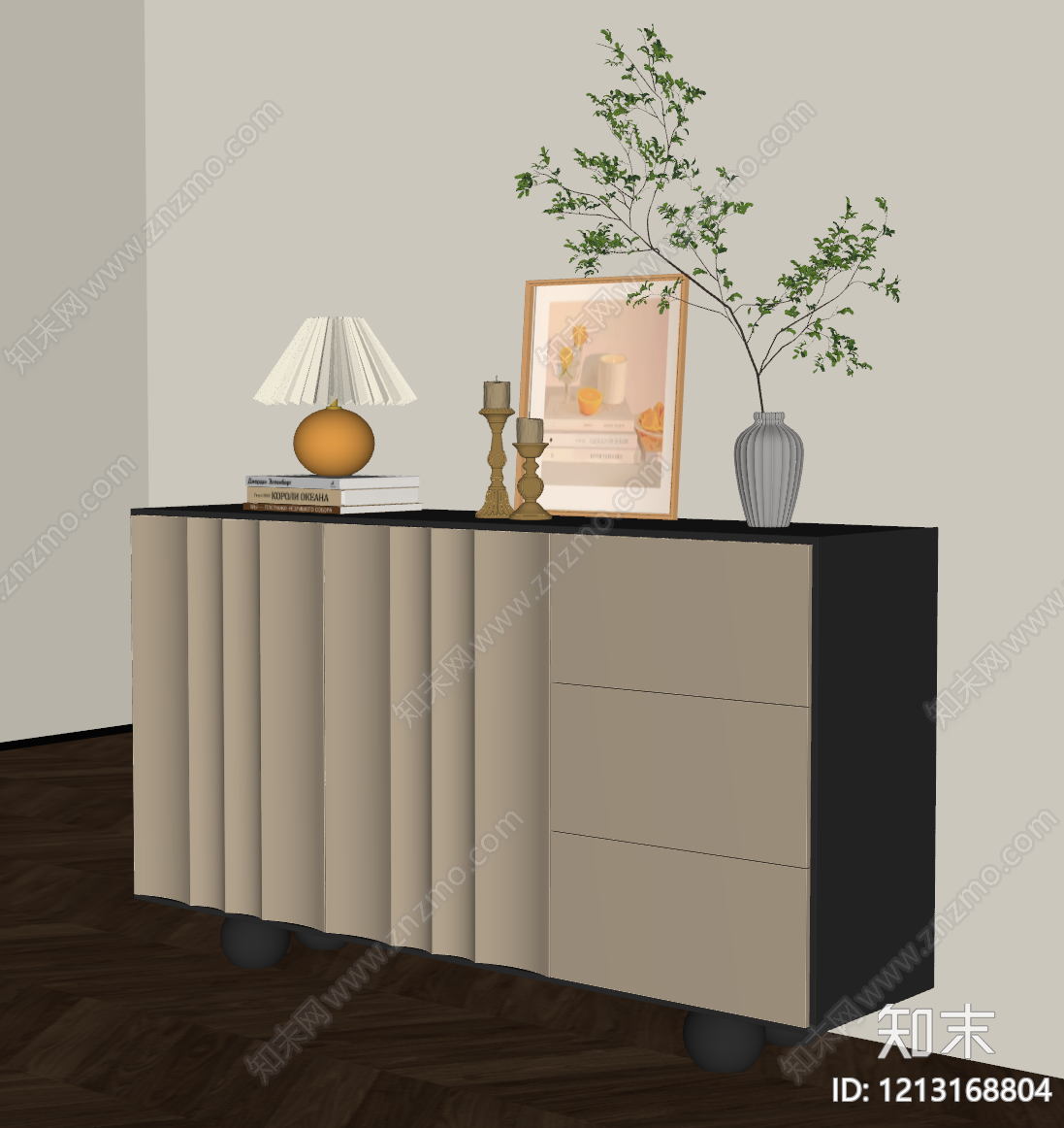 奶油风玄关柜SU模型下载【ID:1213168804】