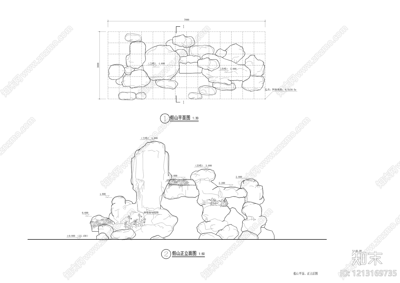 现代中式假山水景图库cad施工图下载【ID:1213169735】