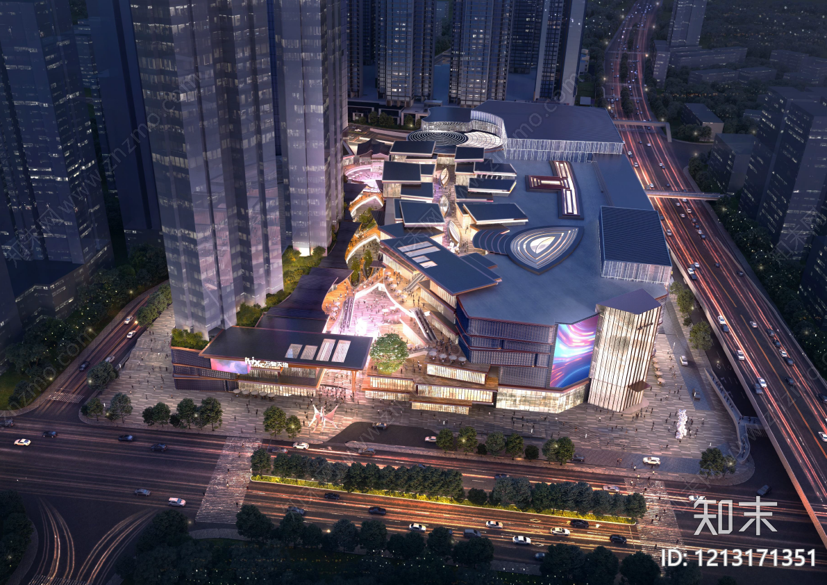 中式轻奢商业综合体建筑下载【ID:1213171351】