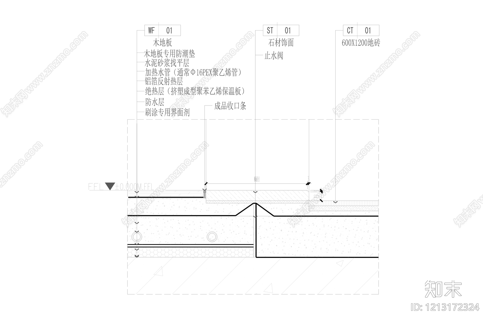 门槛石节点cad施工图下载【ID:1213172324】