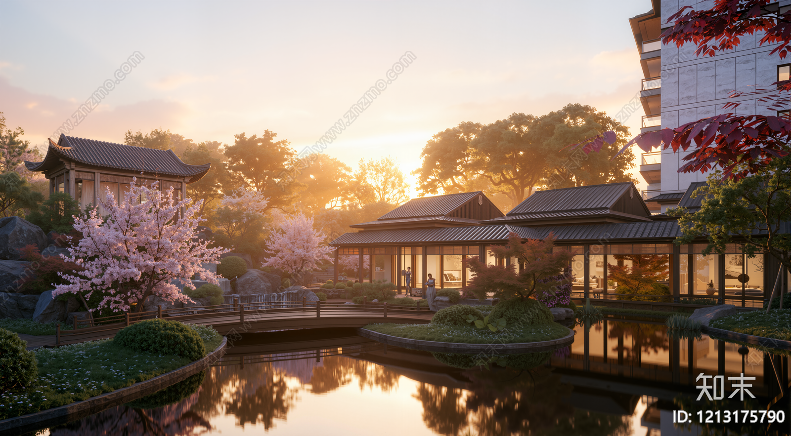 新中式住宅区景观SU模型草图